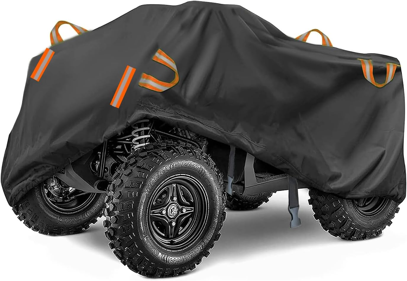 ATV Cover Waterproof, Heavy Duty 4 Wheeler Cover Quad Cover, All Weather Protection Outdoor UV Protection Compatible with Kawasaki, Honda, Polaris, Yamaha (Black, XXL)