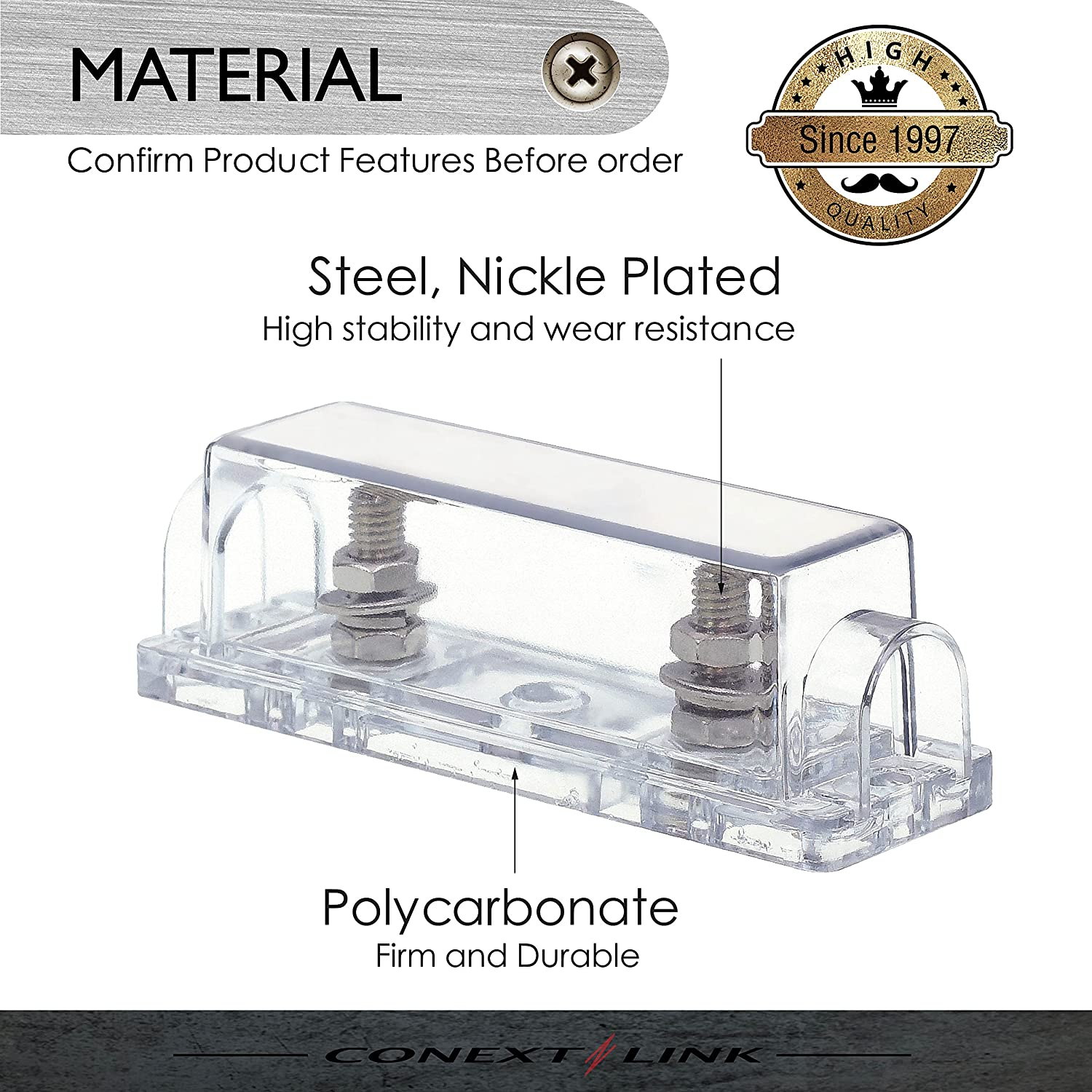 Conext Link FHA50 ANL Inline Fuse Holder Nickel 1/0 2 4 GA AWG Gauge without Fuse 5 Pack image number 3