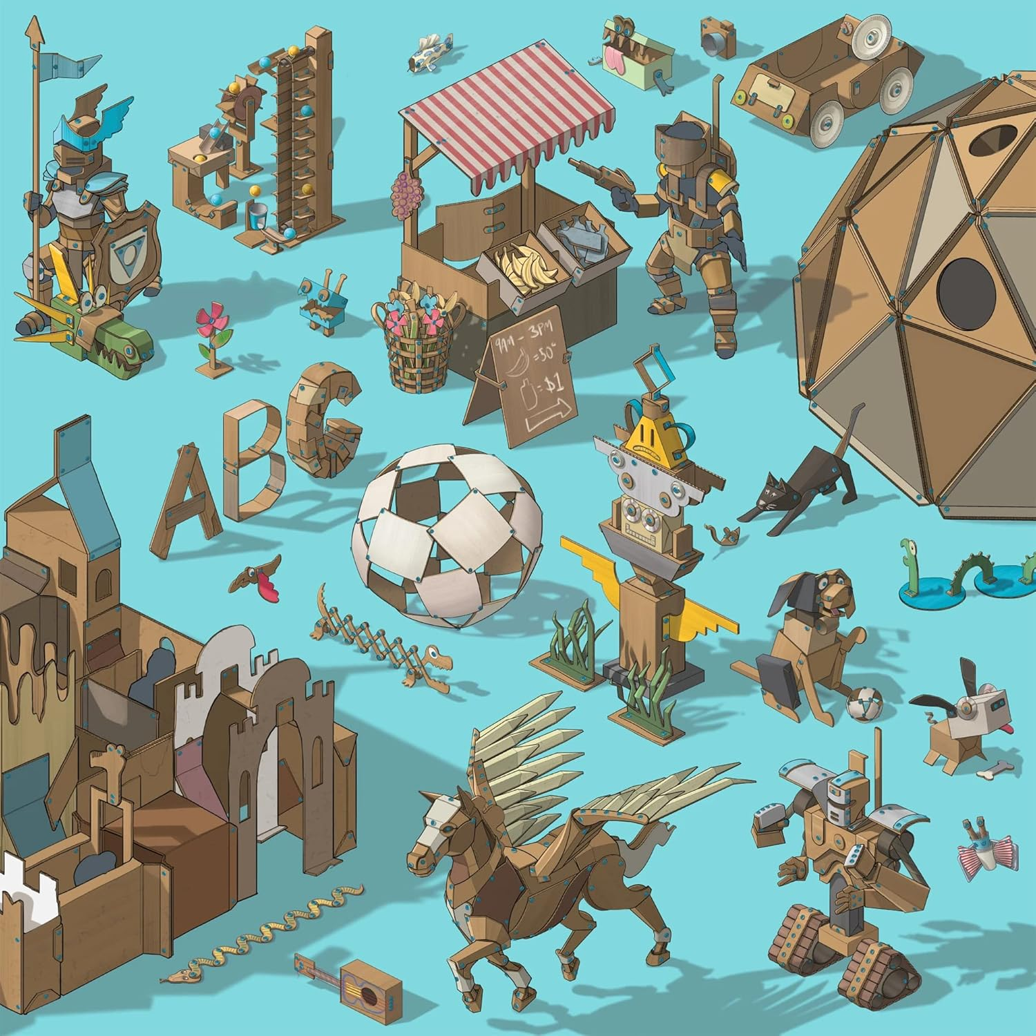 Makedo Invent | Cardboard Construction Tools for Kids Age 5+ | 360 Piece Toolkit in Large Sized Toolbox | Perfect for Classroom STEM Learning image number 2