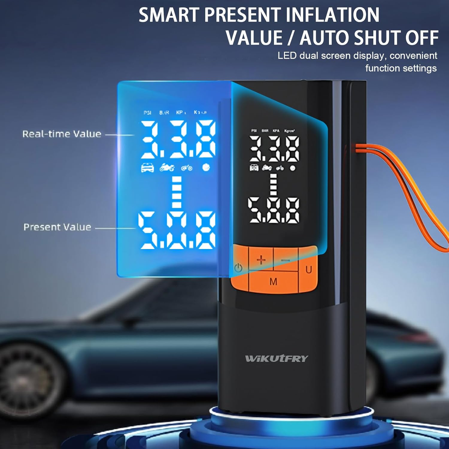 Tire Inflator Portable Air Compressor, 15000Mah and 150PSI Car Tire Pump with Pressure Display for Cars, Motorcycles, Bicycles, Ball Bikes with Tire Pressure Gauge, Dual-Use Type
