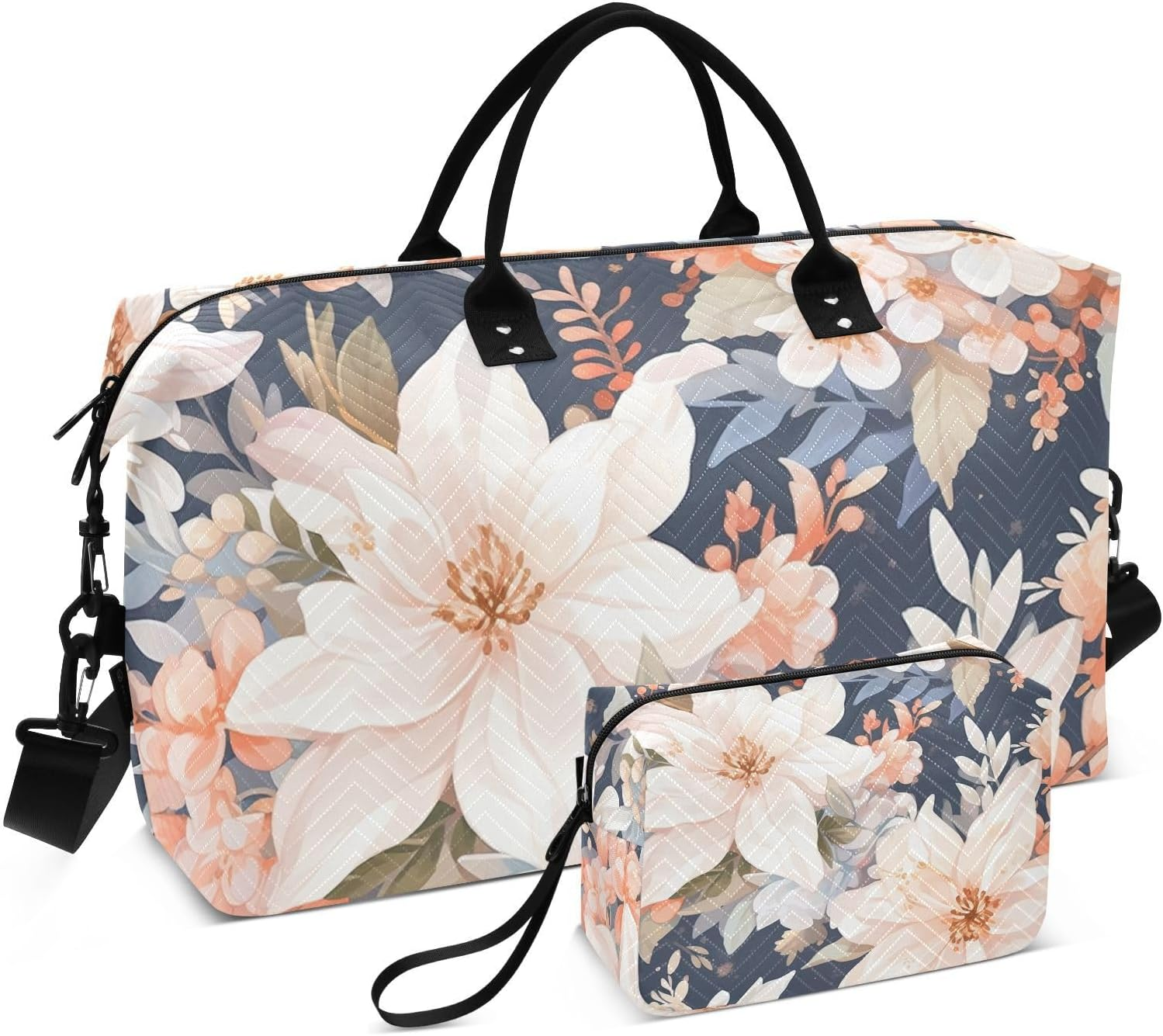 XYMZR Large Travel Duffel Bag, Blooming Floral Sports Tote Gym Bag, Shoulder Weekender Overnight Bag for Women Men, Carry on Luggage with Toiletry Bags, Multi-Colored, Multi-Colored image number 6