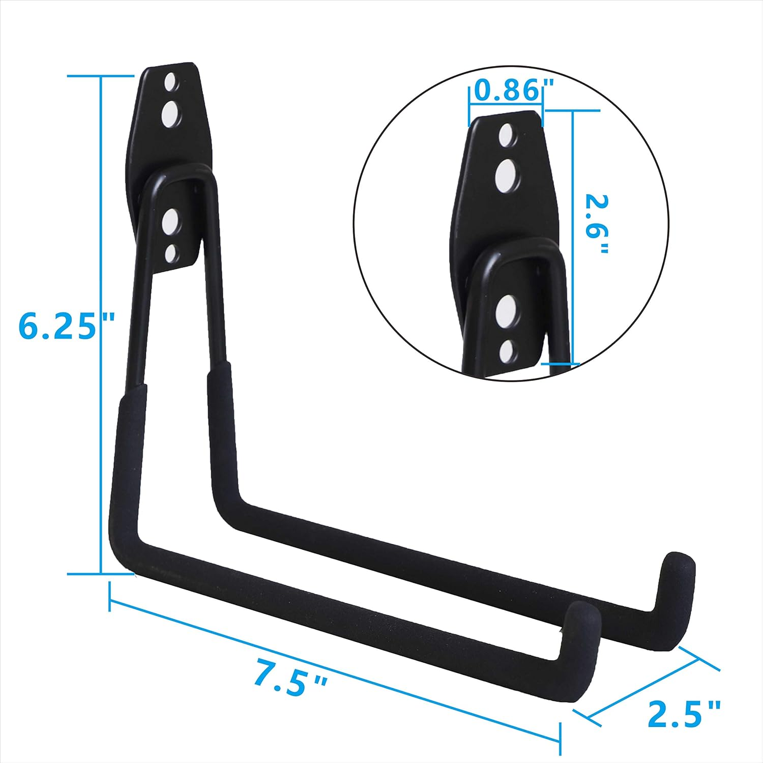 Garage Hooks, 4 Pack Wall Mount Storage Hanger with 2 Extension Cord Holder Organizer, Heavy-Duty 7.5 Inch Long Hooks for Ladder, Ski, Sports, Utility, Garden Tool, Hose Storage Rack Organizer image number 1