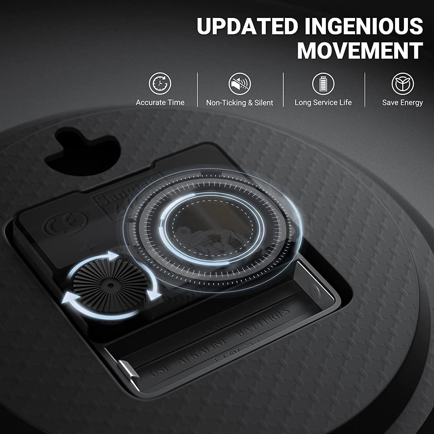 12Inch Silent Wall Clocks Battery Operated, Non Ticking Quality Quartz Movement Wall Clock for Home Office Decor image number 2