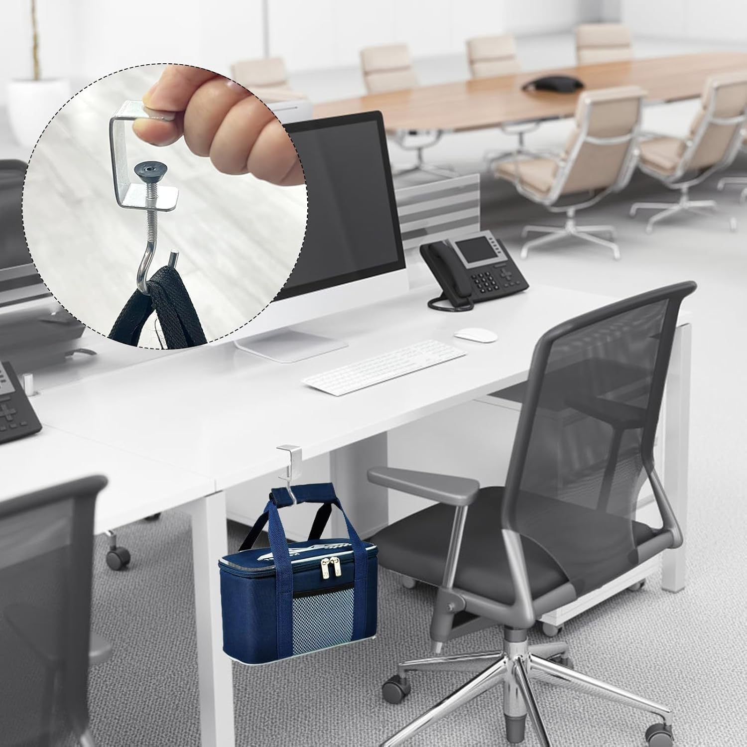 Wzenclave 6Pcs Desk Mount Hook and Schoolbag Holder Hook Clamps School Put Backpacks Headphone Hanger Stand School Put Backpack Artifact School Desk Hook Adjustable Elementary School Backpack Book