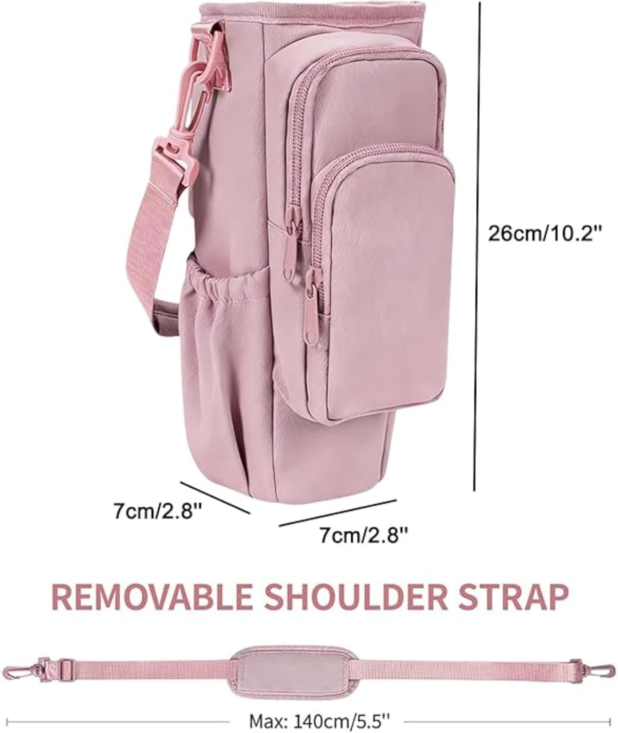 Water Bottle Shoulder Bag &ndash; the Ultimate Outdoor Companion, Water Bottle Bags with Strap for Hikings Camping (Purple) - Black image number 5