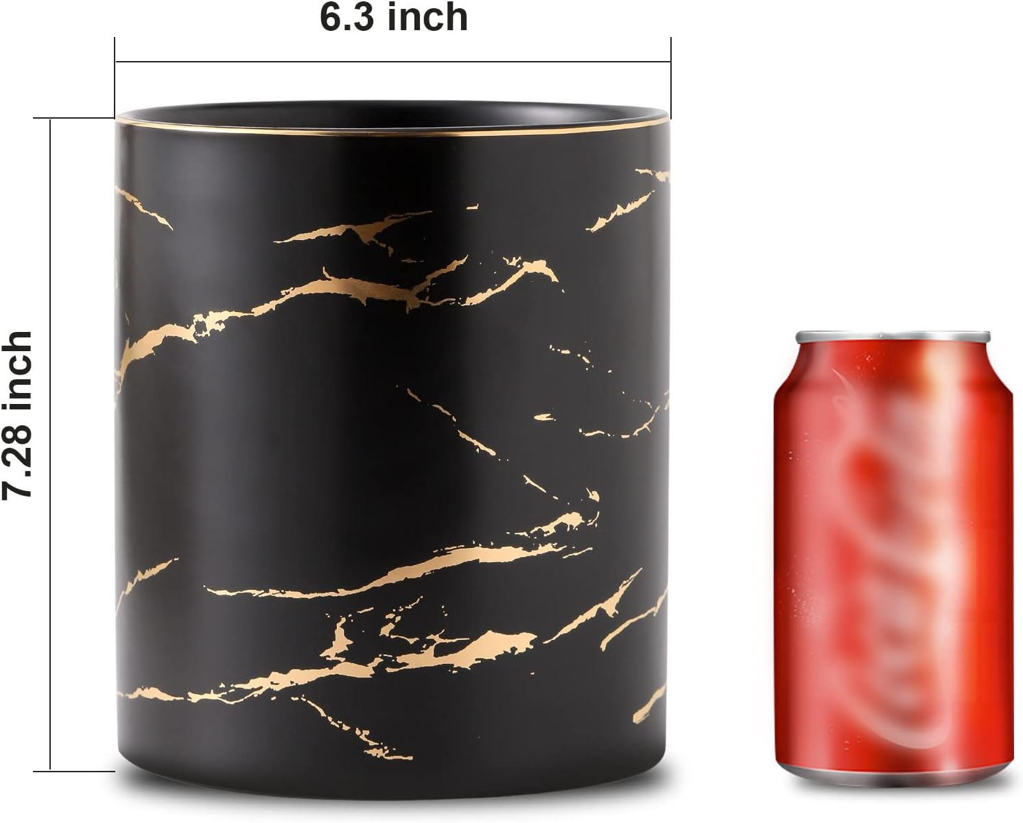 7.2 Inch Large Utensil Holder for Kitchen Counter, Golden Marble Utensil Crock Spatula Holder for Countertop Cooking Tools Storage Caddy Farmhouse Kitchen Decor (Marble-Black) image number 5