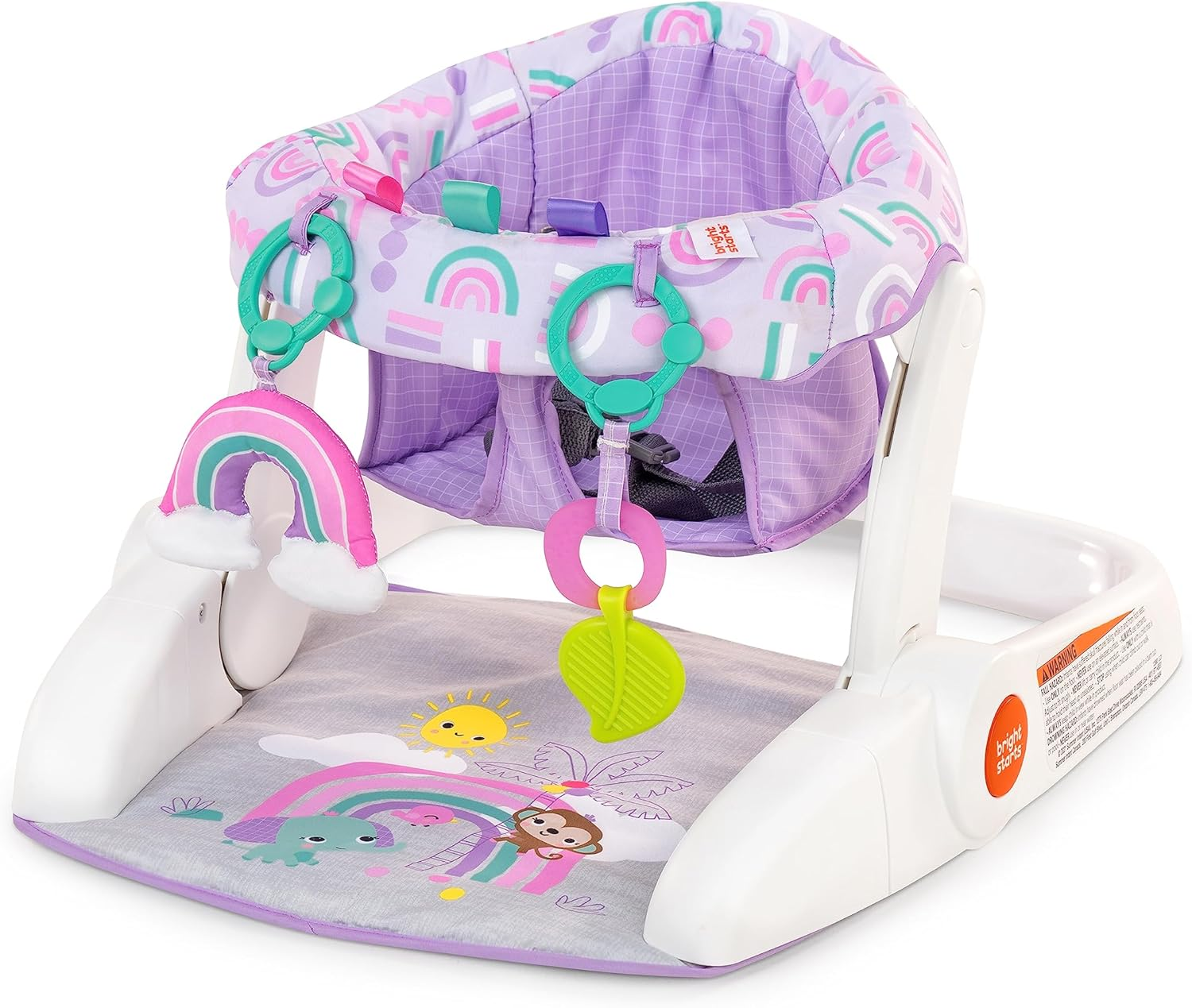 Bright Starts Learn-To-Sit 2-Position Baby Floor Seat with Toys, Unisex, 4-12 Months, Purple Paradise image number 2