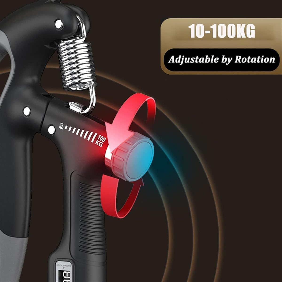 AIMALL Adjustable R-Type Grip Strength Trainer with LCD Counter, 5.7X6.29In, Hand Finger Arm Exercise Device for Men & Women, Durable Steel Spring Fitness Tool - Green image number 6