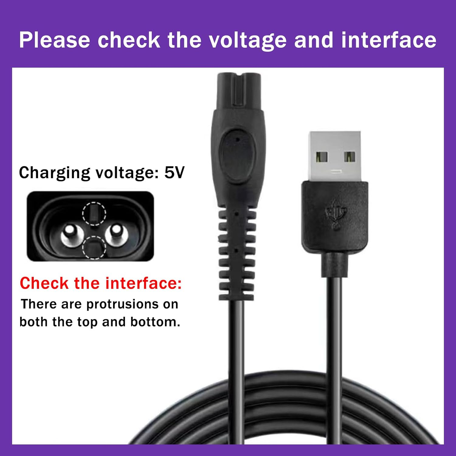 Yxvyxymyxxg Two 5V USB Charging Cables for Philips One Blade QP2724, QP2834, MG7910, MG5910, MG9510, 2000 and 2400 Series Hair Clippers, Compatible with Philips 3000-9000 Series Hair Clippers. image number 5