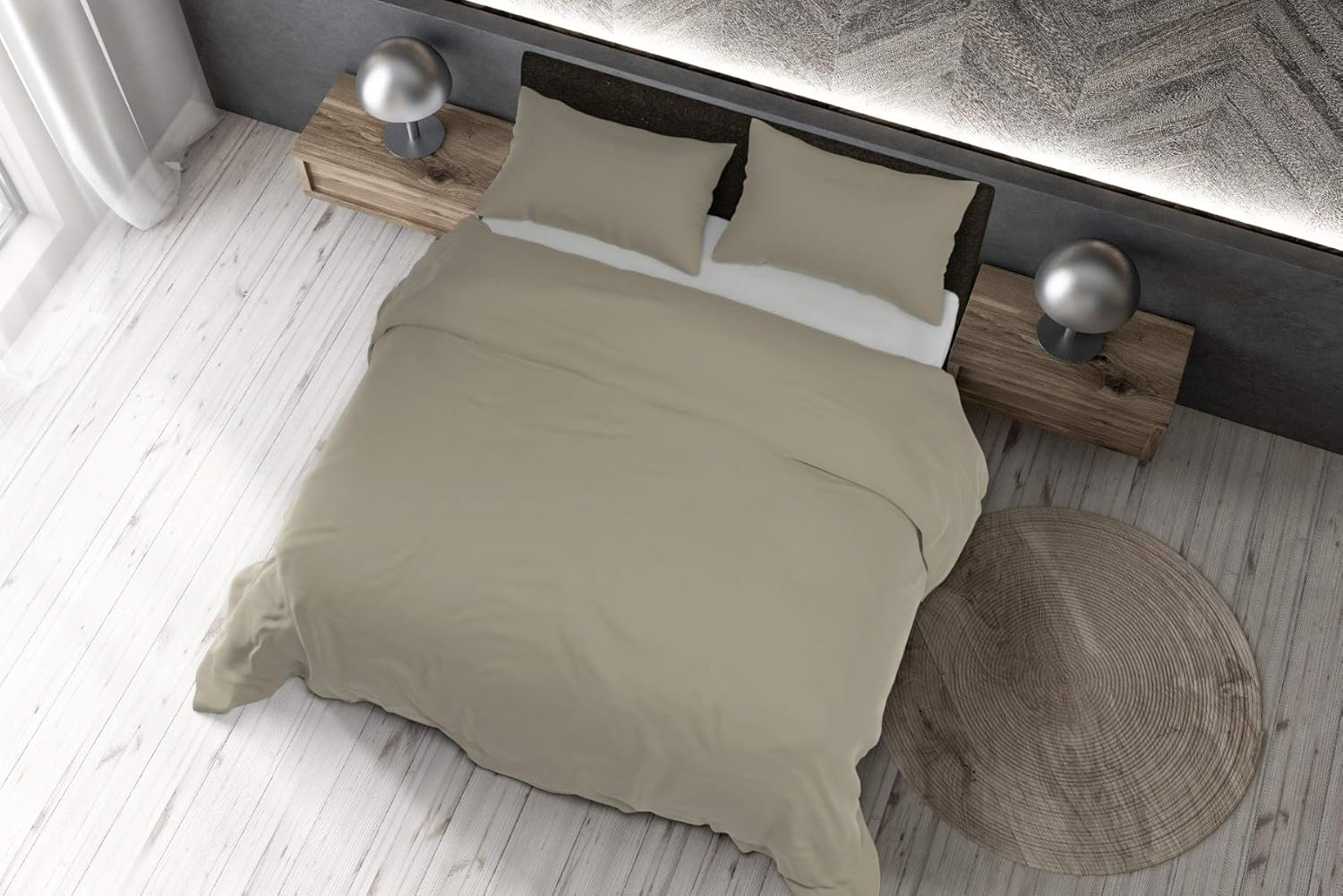 Satin Plain Satin Duvet Cover Set 2 Seats Avio