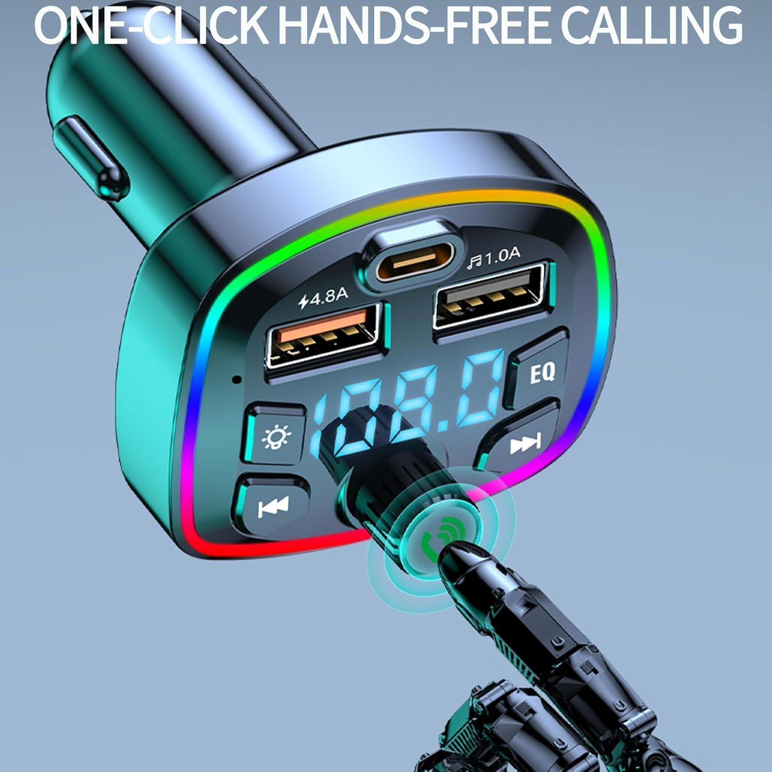 Bluetooth FM Transmitter Car Adapter Dual USB Quick Charge, Hands-Free Calling, Supports TF Card & USB Drive MP3 Playback for Cars image number 5