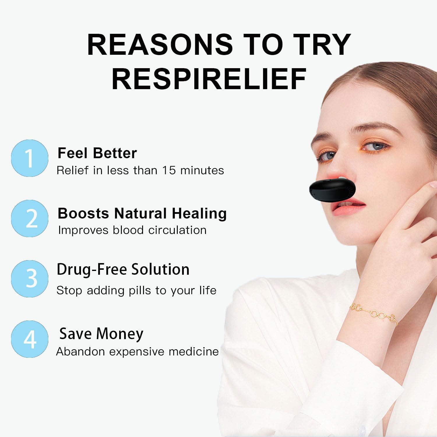 Respirelief Red Light Nasal Therapy Device, Respi-Relief Red Light Nasal Therapy Instrument, Red Light Nasal Therapy for Nose, Nasal Soothing Device image number 3