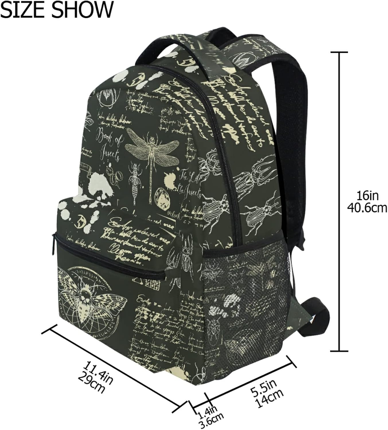 Caihoyu Insect Specimen Backpack for Adults and Teens College School Laptop Shoulder Daypack Travel Business Work Computer Backpack, Insect Specimen, One Size, Daypack Backpacks image number 4