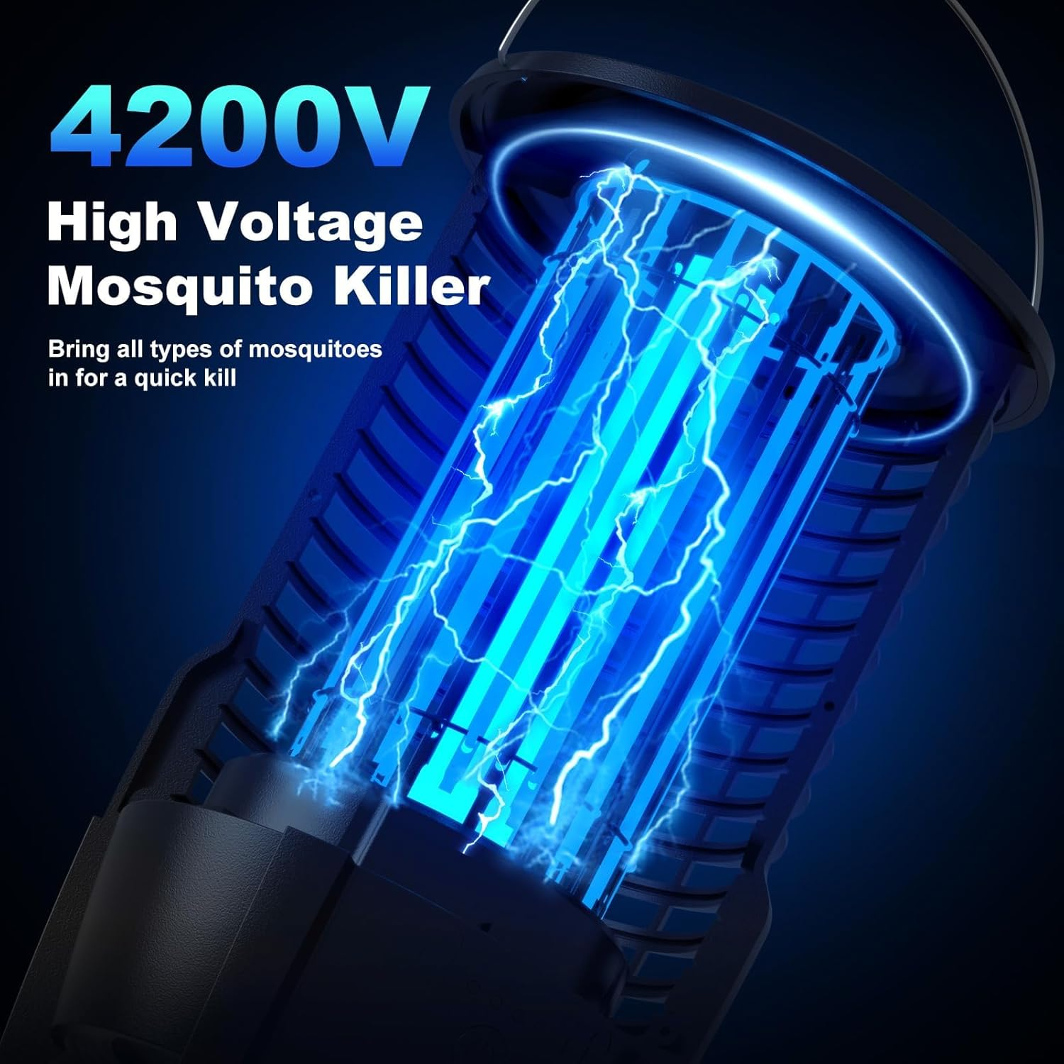 Bug Zapper Electric Flytrap, Rechargeable Mosquito Zapper 4200V Fly Zapper with LED Light Insect Killer, Fly Killer IPX5 Waterproof Mosquito Trap Outdoor for Patio, Backyard, Garden image number 1