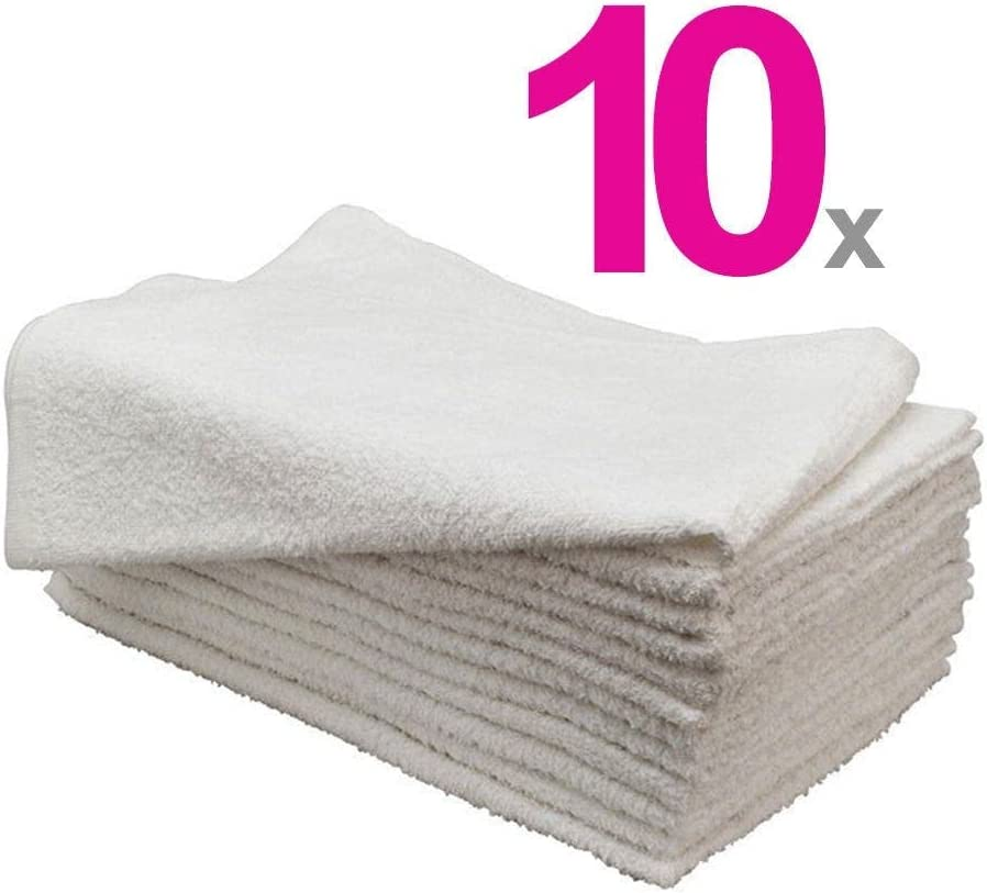 10 X 100G White SSS 100% Cotton Hand Towels Salon/Barber/Beauty/Gym/Hotel 35X75Cm image number 1