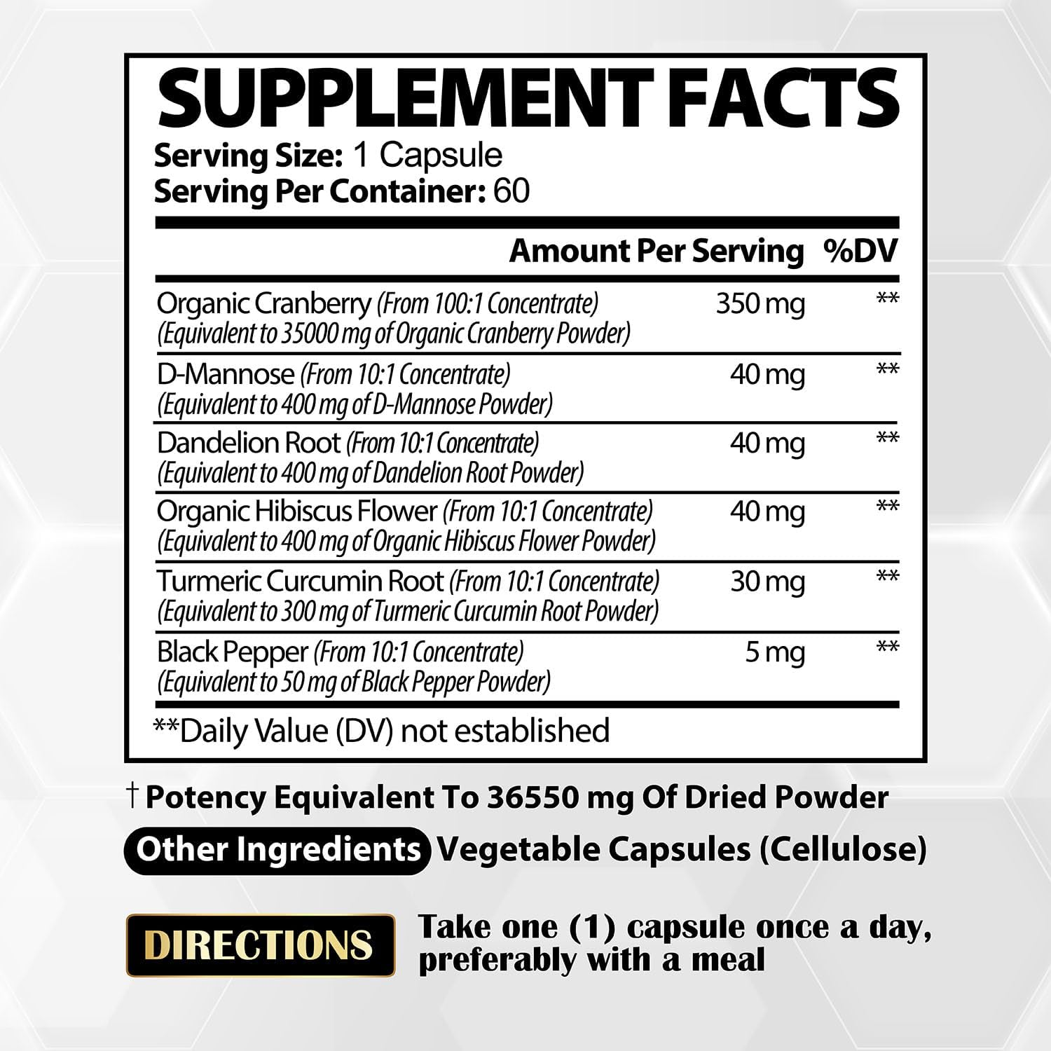 2 Packs 60 Caps Cranberry Supplement for Women - Equivalent to 36550Mg of 6 Herbs - with D-Mannose, Turmeric & More - UTI, Immune, Digestion Support - for 4-Month Supply image number 4