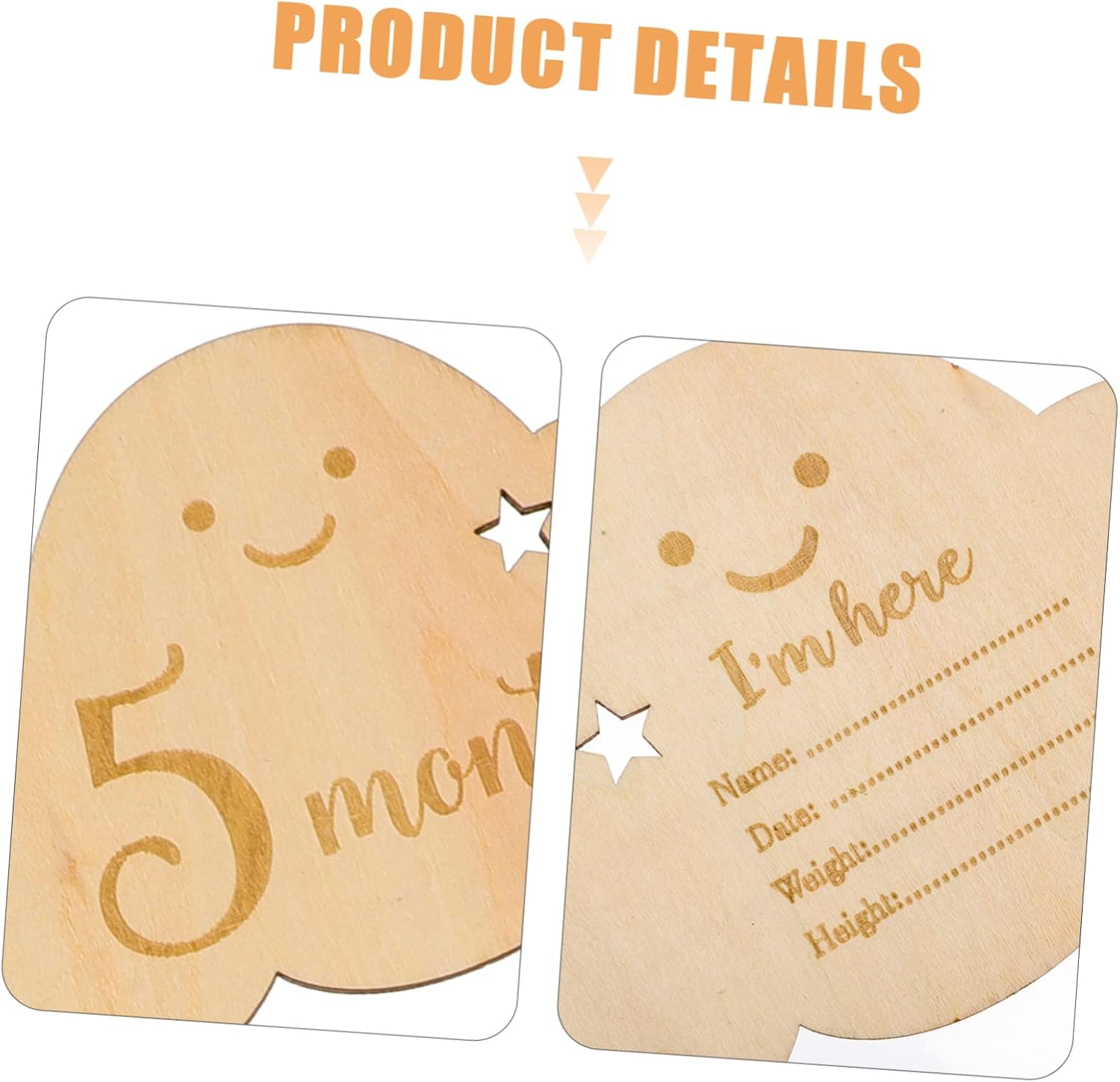 8Pcs Wooden Cloud Monthly Cards for Shower Decorations Newborn Growth Signs image number 3