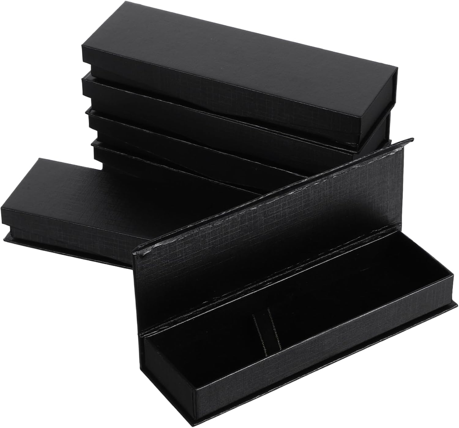 TEHAUX 6Pcs Black Pen Box Pencil Case Rectangular Container Organizer Pen Holder for Home Desk Stationery Storage image number 1