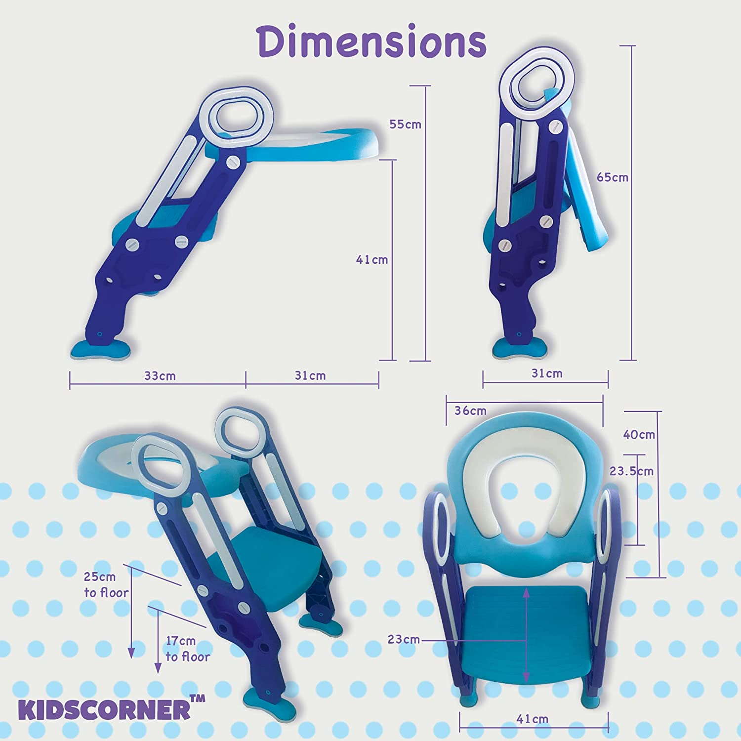 Baby Toddler Kids Potty Toilet Training Seat with Step Stool - Soft Cushion - Adjustable Footrest - Sturdy Design - Foldable - Portable - for Boys and Girls image number 3