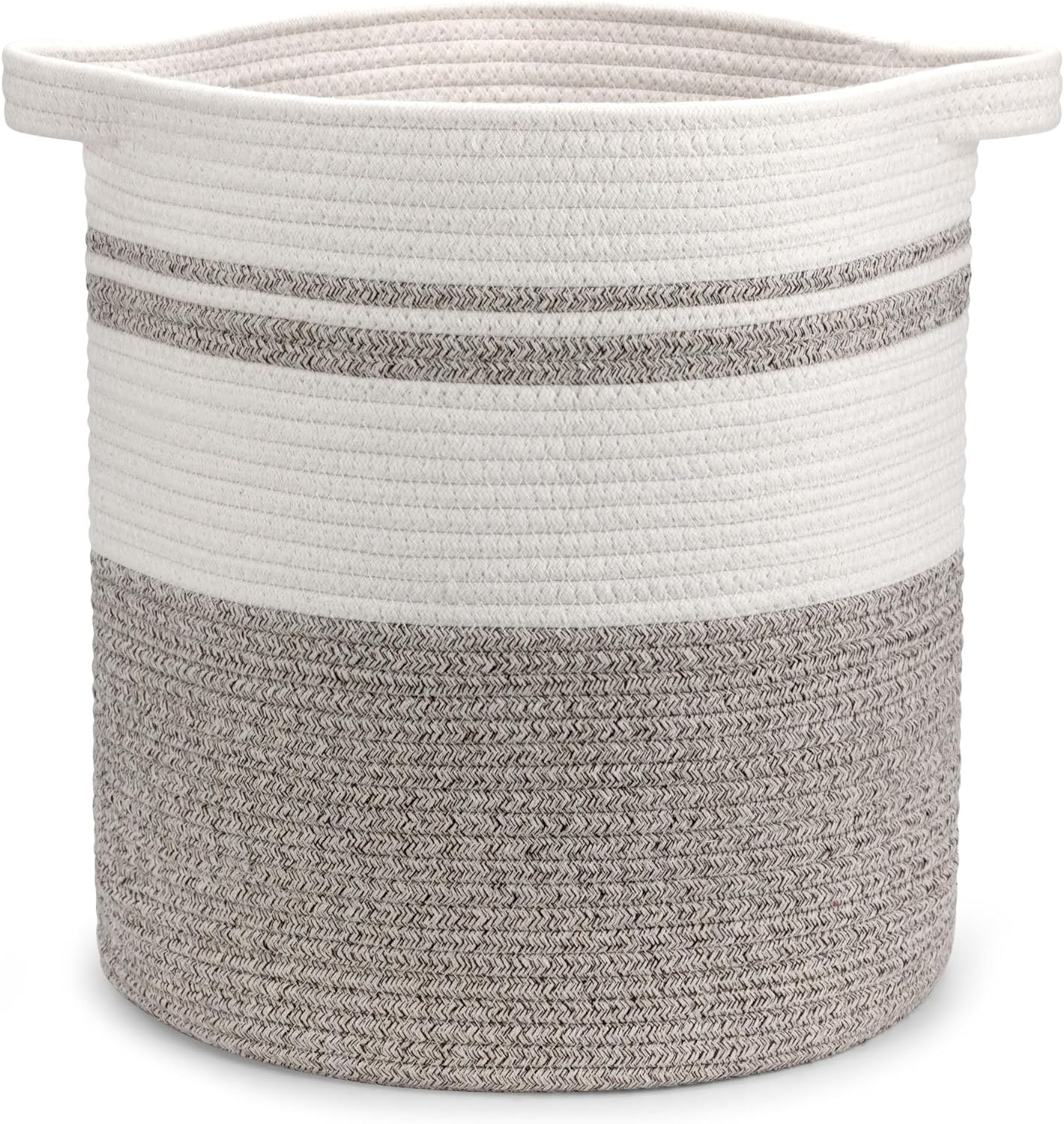 Foldable Laundry Basket Small with Lid, Laundry Hamper - Laundry Baskets, Baskets Braided Cotton Basket - Storage Basket Small Laundry Basket Children'S Room (Grey, 35 X 42 Cm)