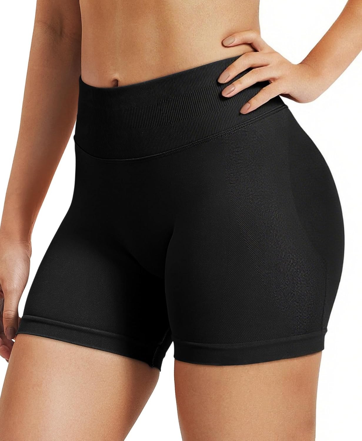 Fisoew Women Workout Impact Shorts 3.6"/ 4.5"/ 6" Scrunch Butt Lifting Gym Seamless Booty Biker Shorts