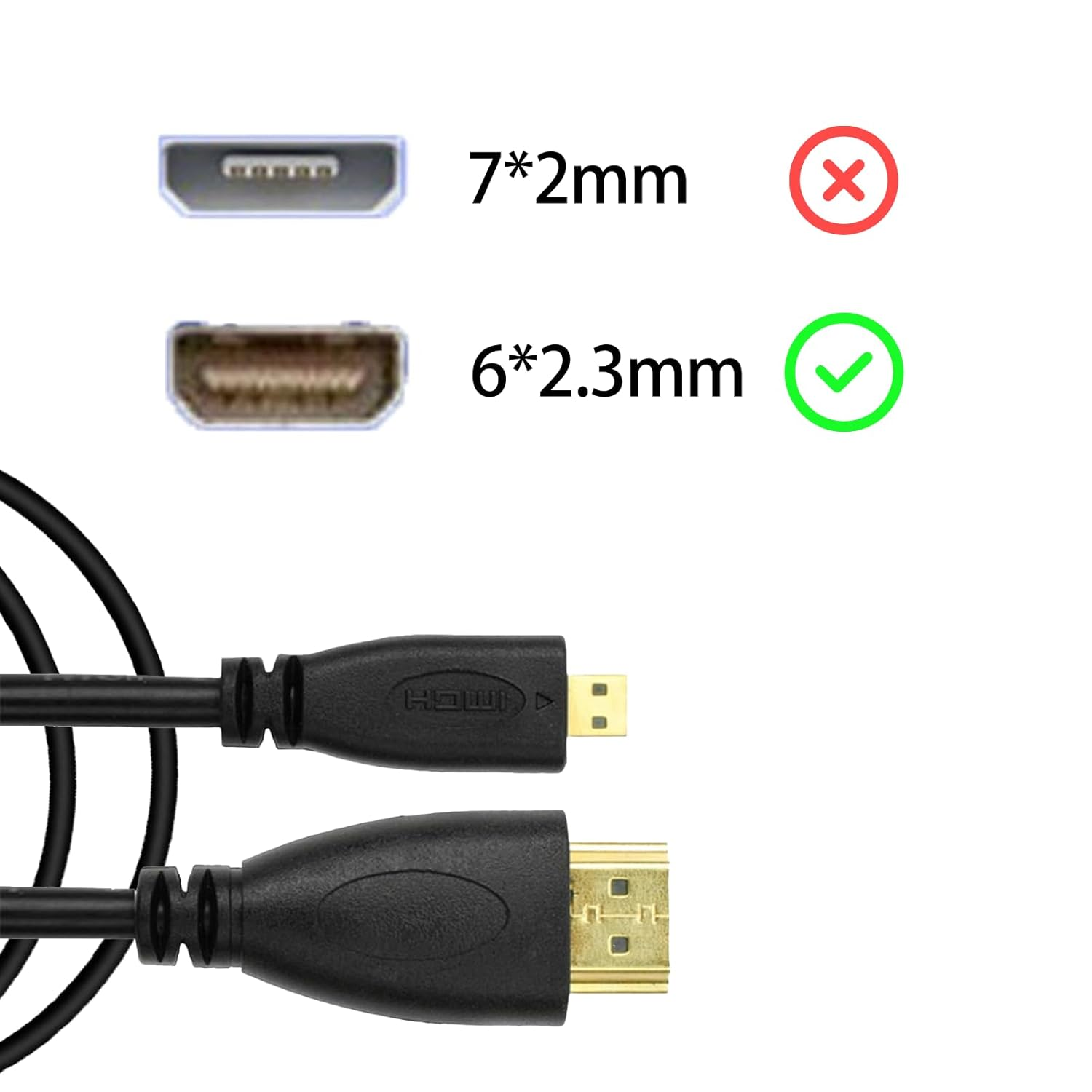 ONBPIY Micro HDMI to Mini HDMI Adapter Cable Type D to Type C Male Connector Black 1.5M image number 3