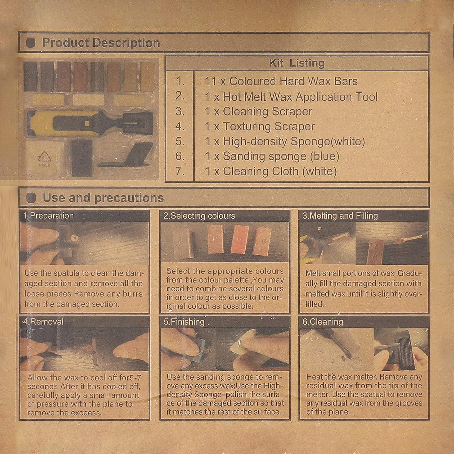 Laminate Floor Repair Kit, Wood Board Scratch Repair Tool with 11 Wax Blocks, for Home Repair image number 5