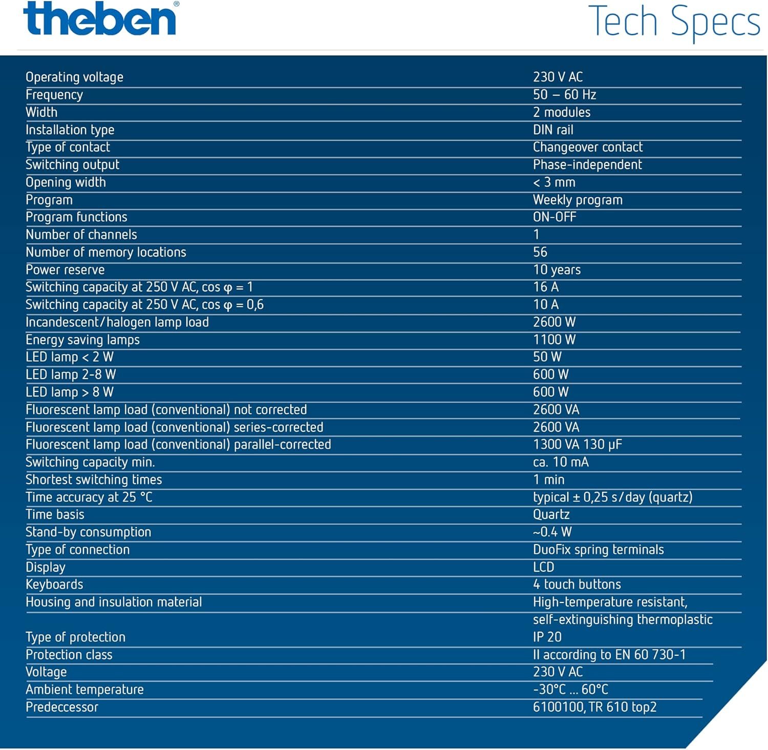 Theben 6100130 TR 610 Top3 - Digital, 1 Channel Time Switch with Weekly Program, App Programmable, Perfect for LED, DIN Rail, Timer image number 6