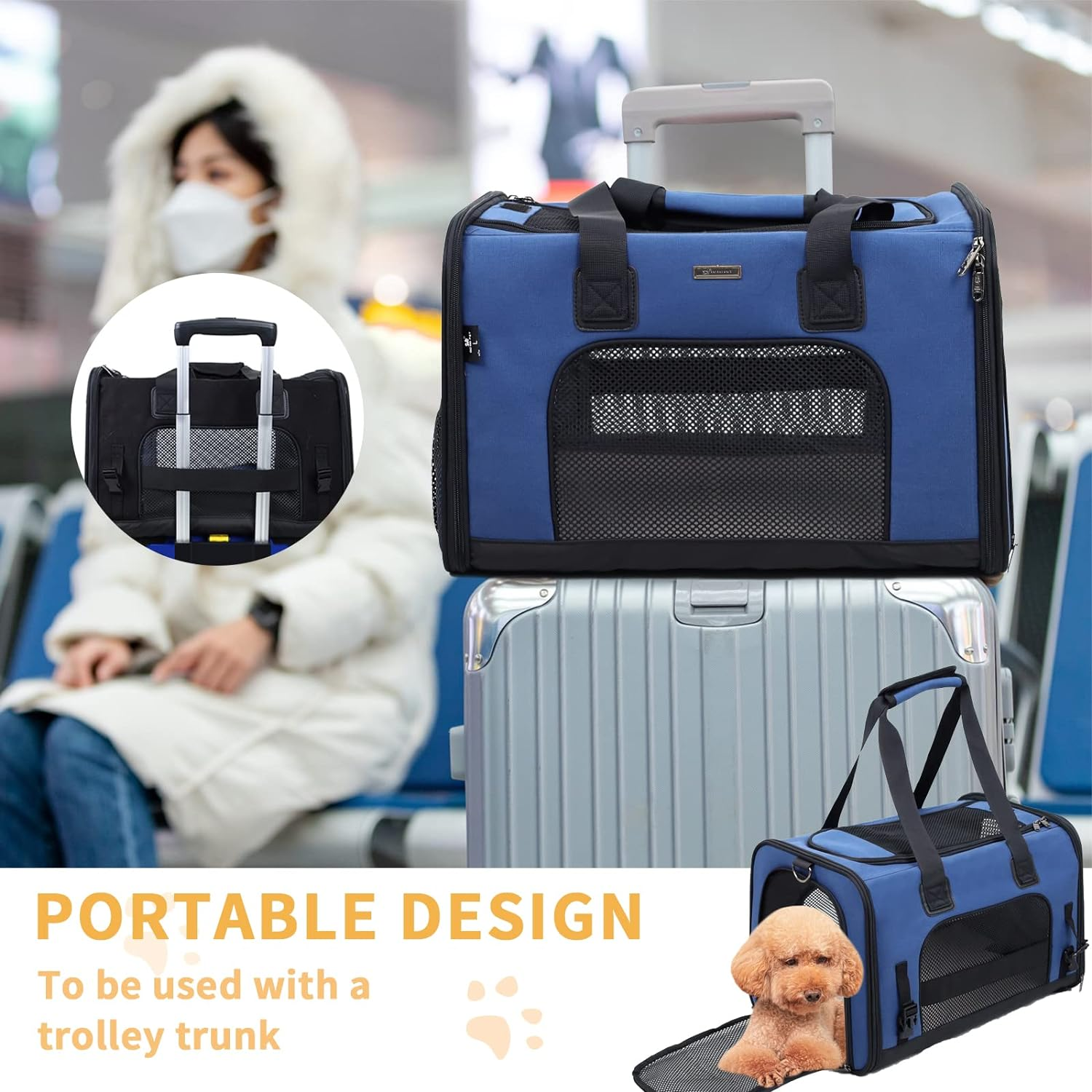 Soft Side Pet Carrier, Cat Carrier Bag, Pet Carrier Bag for Small Dog Cat, Portable Bag Carrier for Small to Medium Cat and Small Dog,Cat Carrier 47L X 31W X 30H Centimetres image number 1