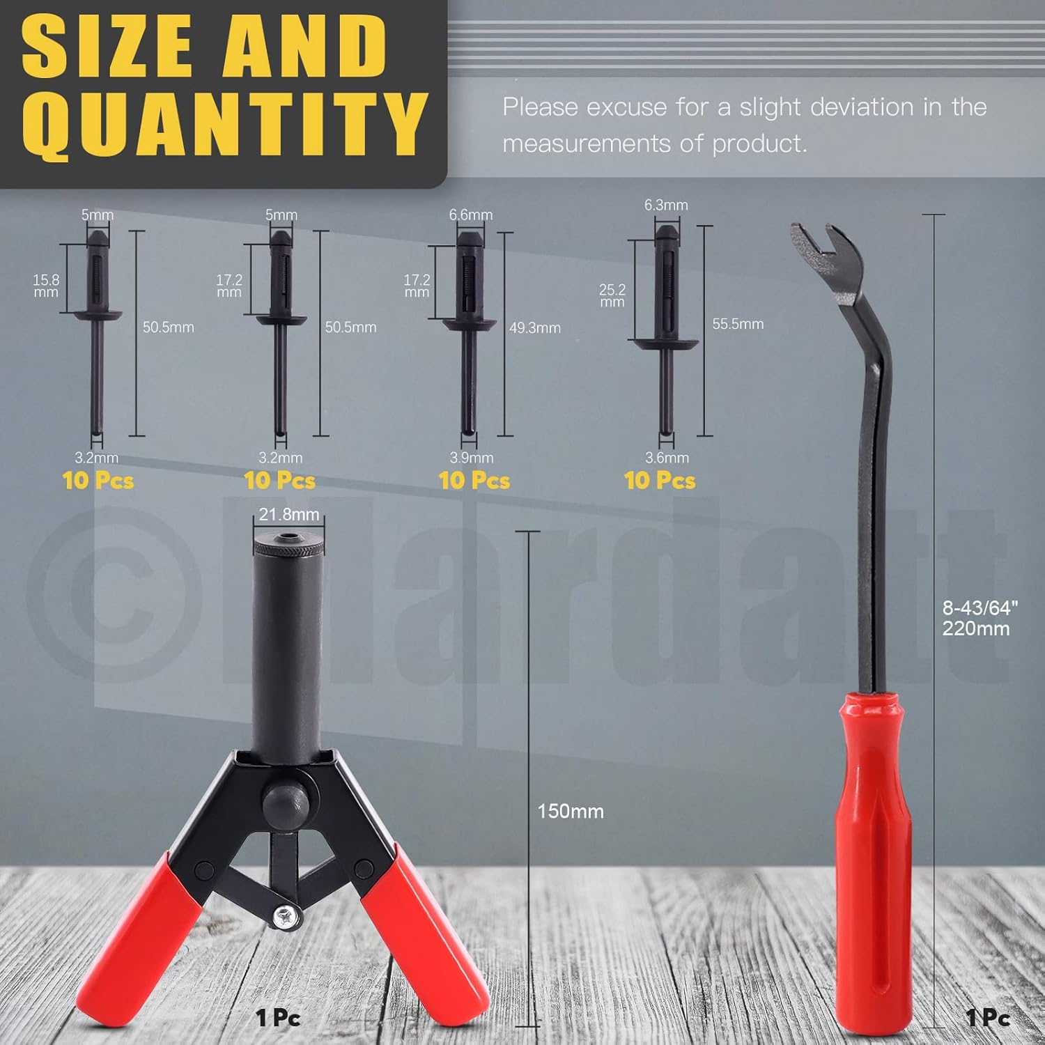 Mardatt 92 Pcs 6 Sizes Nylon Blind Rivets Assortment Set with Plastic Rivet Gun Set and Bonus Fastener Removal Tool for Automotive and More image number 6