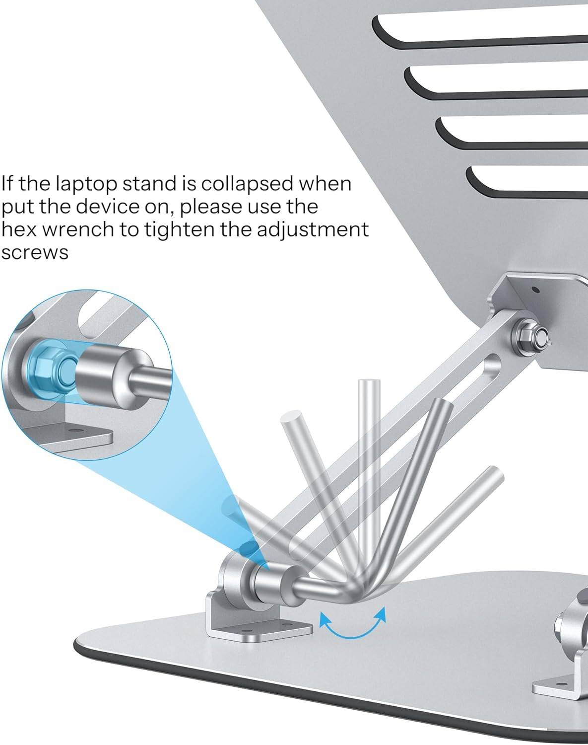 OMOTON Laptop Stand for Desk, Ergonomic Metal Adjustable Laptop Stand, Laptop Holder Riser with Cooling Function, Computer Stand Compatible with Macbook and All Laptops (10-17.2 Inch), Silver image number 1