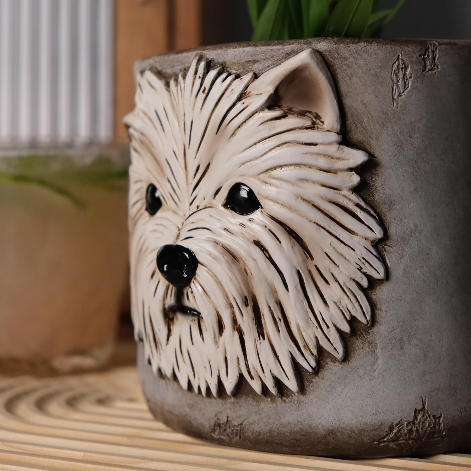 Westie Dog Planters for Indoor Plants, 6 Inch Resin Dog Face Plant Pots for Garden Decor, Succulent Pots with Drainage Hole, Ideal Present for Plant Lovers image number 2