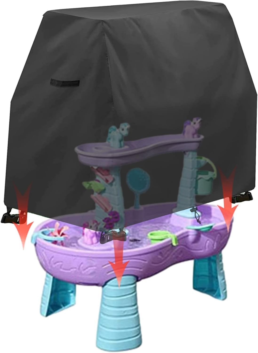 Step 2 Water Table Cover - Kids Water Table Cover, Splash Pond Water Play Table Cover , Kids Water Table Protector, Sun-Proof Waterproof Dustproof Outdoor Toys Cover for Children'S Water Toys (Black) image number 3