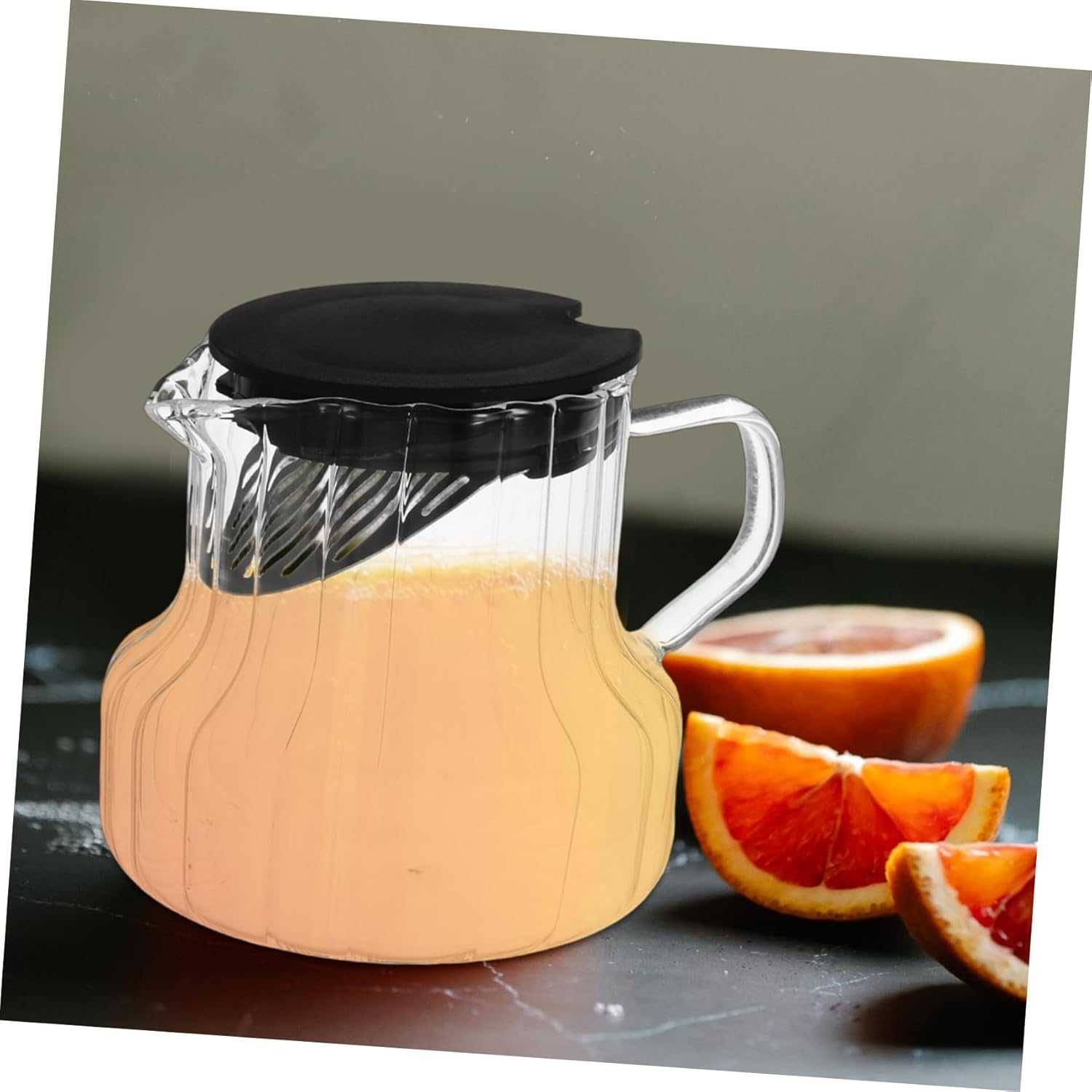 WATIIFUFU Coffee Pot and Teapot Glass Pitcher Lid Vertical Stripes for Daily Use Special Occasions Espresso Machine Pot Carafes Glass Water Kettle Maker Carafes Tea Kettle Steeper