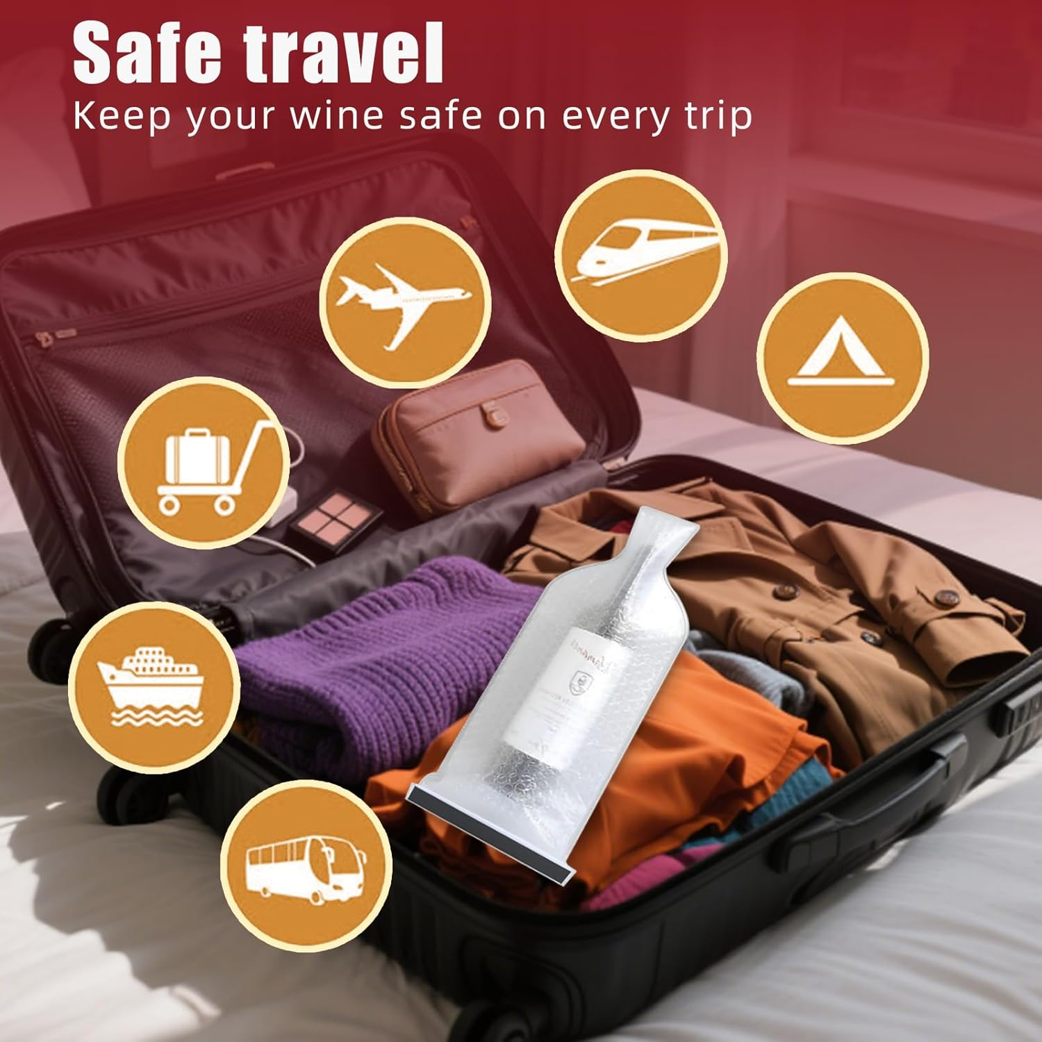 4 Pack Reusable Wine Bottle Protector Bags,Leakproof Shockproof Travel Case for Wine,Champagne,Liquor Beer Bottles,Pvc Bottle Sleeves Prevent Breakage Spills (18X48Cm) image number 2