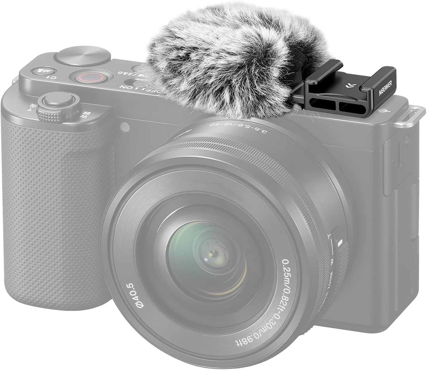 NEEWER Cold Shoe Wind Muff for ZV Series Vlog Cameras， Microphone Furry Windscreen with Cold Shoe Mount Adapter Accessory Compatible with Sony ZV-1F ZV-E10 ZV-1 ZV-E1 ZV-1 II， CA133 White