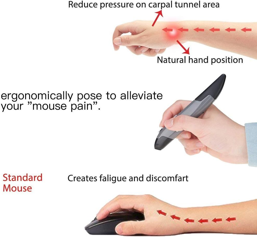 Lychee Wireless Pen Mouse 2.4GHZ USB Wireless Optical Pen Mouse 500/1000 DPI Adjustable Handwriting Mini Mice for PC Laptop Notebook Computer Mac