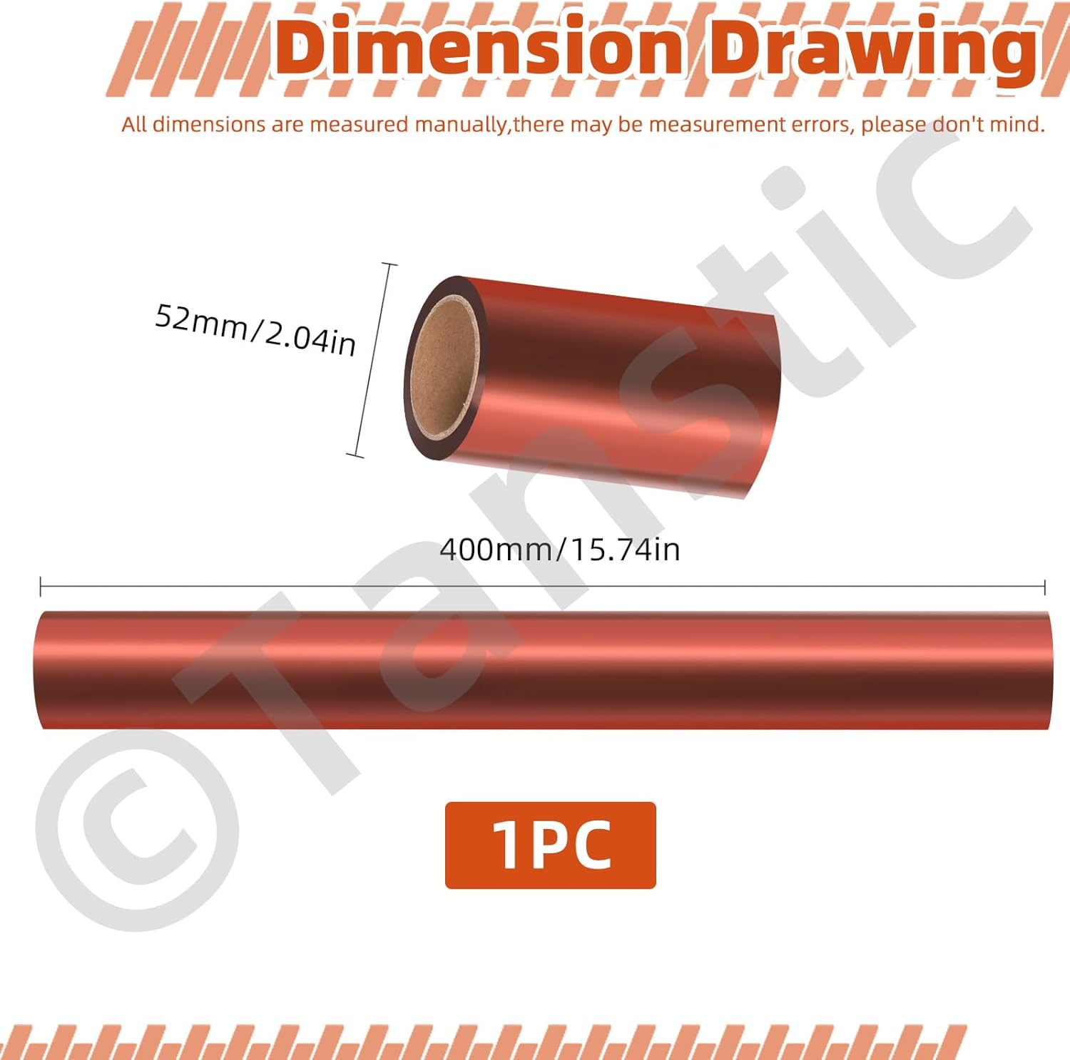 Tanstic 15.7 Inch X 98 Feet Orange Cellophane Wrap Roll, 2.3 Mil Thick Transparent Colored Cellophane Wrapping Paper, Colored Cellophane Paper for Gift Baskets, Treats, Flower image number 4