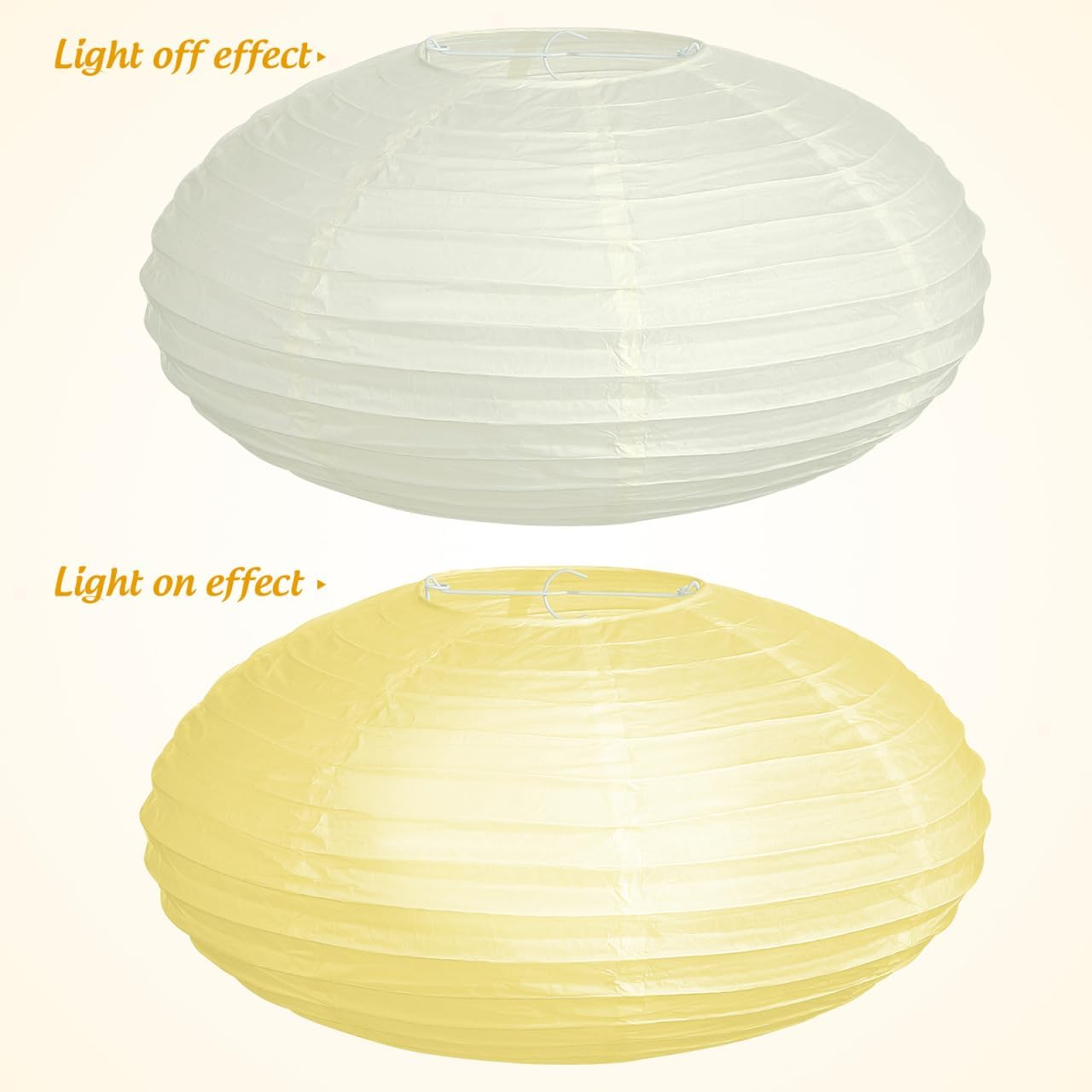 Oval, 2Pcs Foldable Paper Lamp Shades round Hanging Paper Lamp Replacement Japanese Pendant Lampshade for Living Room Bedroom, 15.7 X 8.7 Inches image number 4