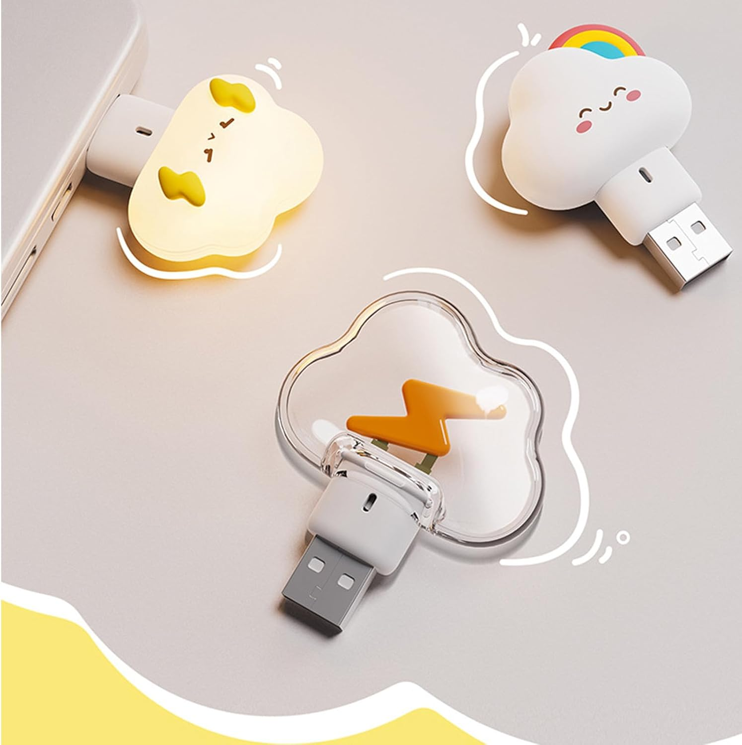 Led Usab Night Light Portable Mini Computer Lamp, USB Interior Lamps Car, Rainbow Night Light,2025 New Lightning Night Light, for Bedroom, Bathroom, Hallway, Car (C#1-1PCS) image number 5