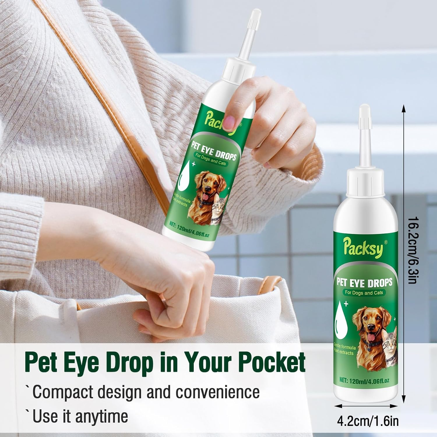 120Ml/4.06Fl Oz Cat and Dog Eye Drops,Soothing Relief for Itchy,Irritated Eyes,All Natural Formula,Tear Stain Remover and Hydrating Eye Care for Pets,Safe for Dogs and Cats image number 2