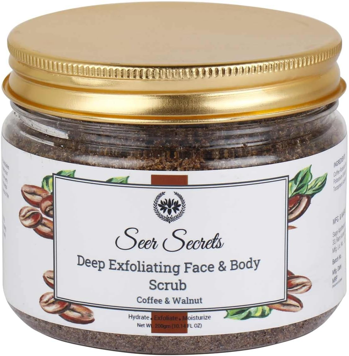 Seer Secrets Deep Exfoliating Body & Face Scrub, Coffee & Walnut Scrub, All Skin, 200 Gm image number 5