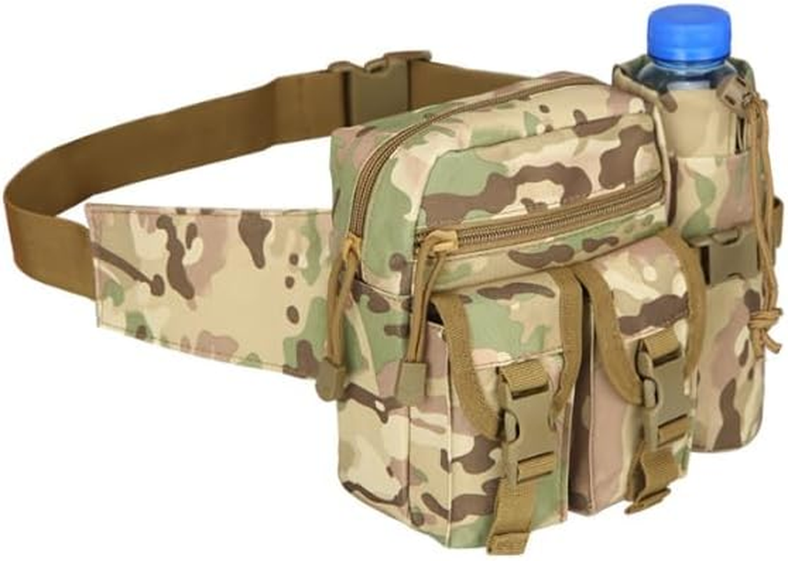 Tactics Waist Bag,Military Fanny Pack,Waterproof Belt Bag with Water Bottle Holder Suitable for Mountaineering&Camping&Riding&Fishing&Shooting(Black)