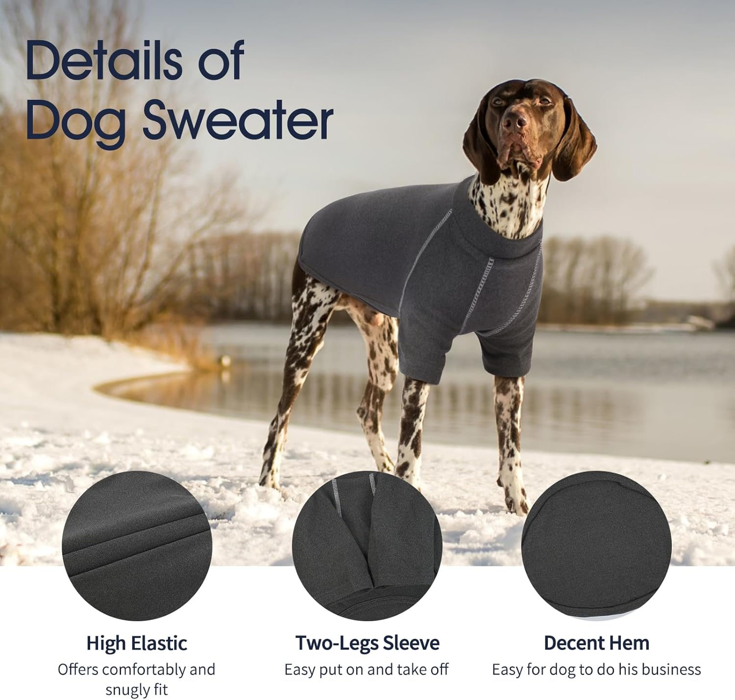 Iecoii Great Dane Sweater,Pet Dog Sweater for Extra Large Size Dogs,Fleece Sweatshirt for Dogs Girl Boy,Warm Dog Winter Sweater for Big Dogs,Stretchy Dog Sweatshirt Dog Cold Weather Coats,Grey,5Xl image number 6