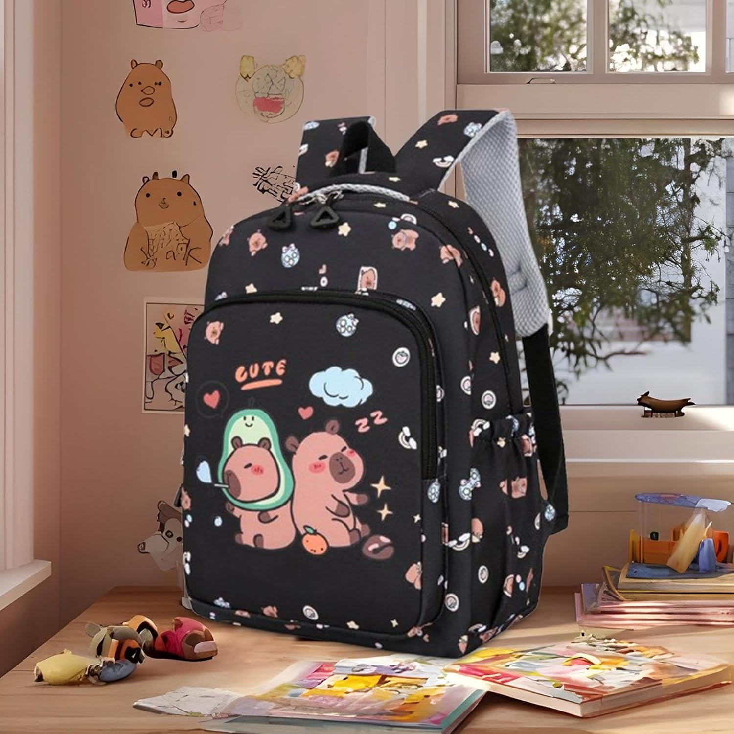 Generico Capybara Bag - Kids Shut off - Cartoon Book Set | Capybara Pencil Case, Lunch for School Travel and Daily Use, Lightweight Organizer for Students and Teenagers image number 4