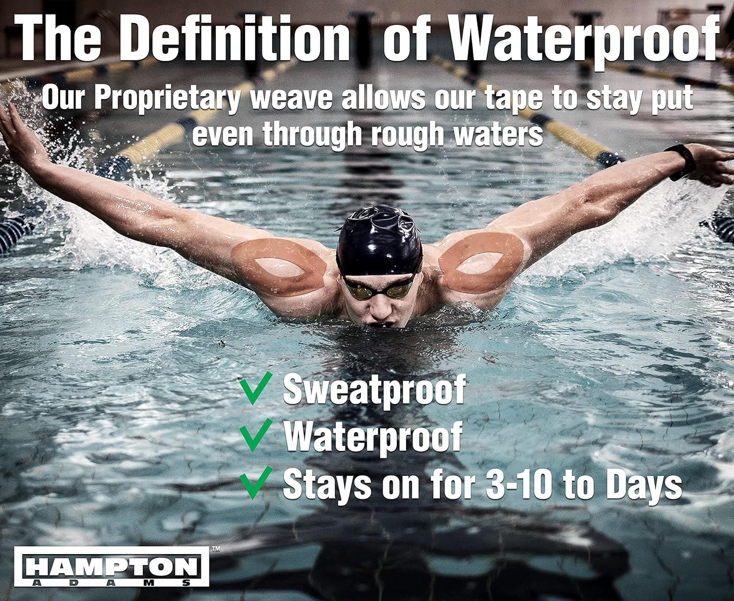 Hampton Adams (2 Pack) Premium Kinesiology Tape | Athletic Tape Supports & Protects Muscles, Knees, Shoulders & Plantar Fasciitis | Waterproof & Hypoallergenic | Beige Uncut Kinesio Tape image number 5