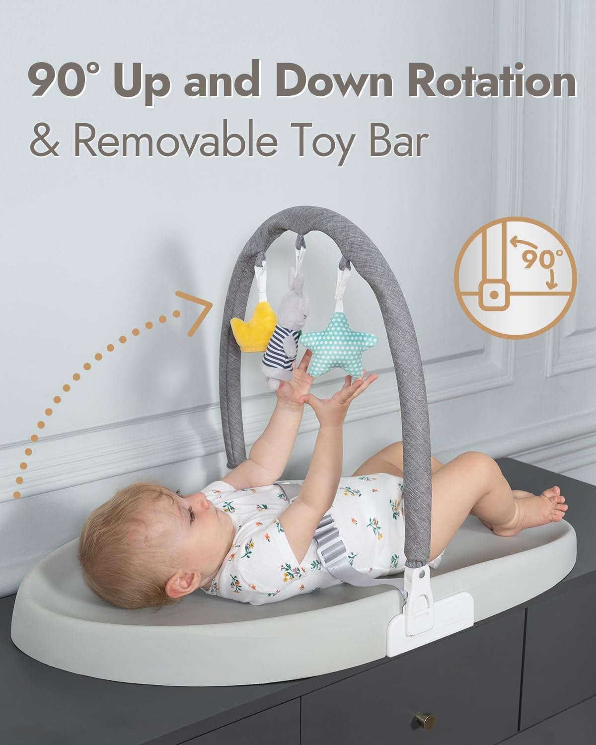 Papablic Baby Changing Pad, Waterproof & Non-Slip, Includes Washable Cover, Safety Strap for Standard Dresser, Changing Table, Bed, Sofa image number 6