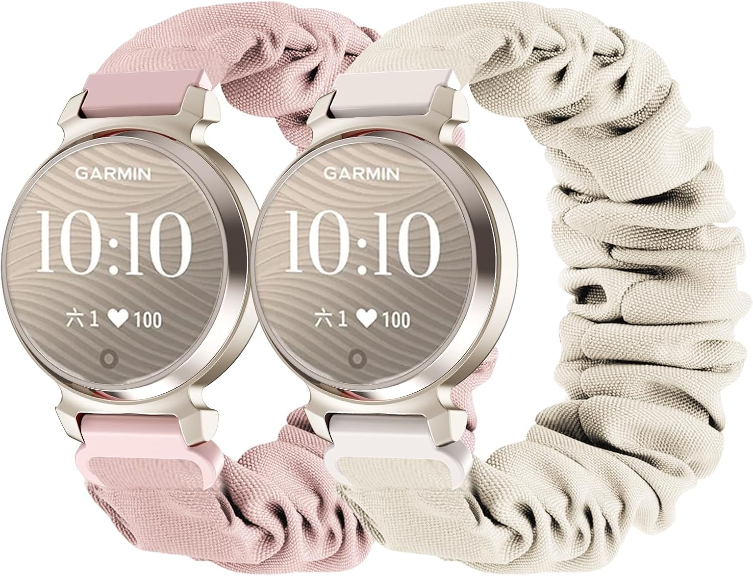 Oanux 2 Pack Stretchy Scrunchie Compatible with Garmin Lily 2 Watch Band, 14Mm Elastic Fabric Cloth Soft Sport Strap Wristband for Lily 2/Lily 2 Active/Classic Women Men