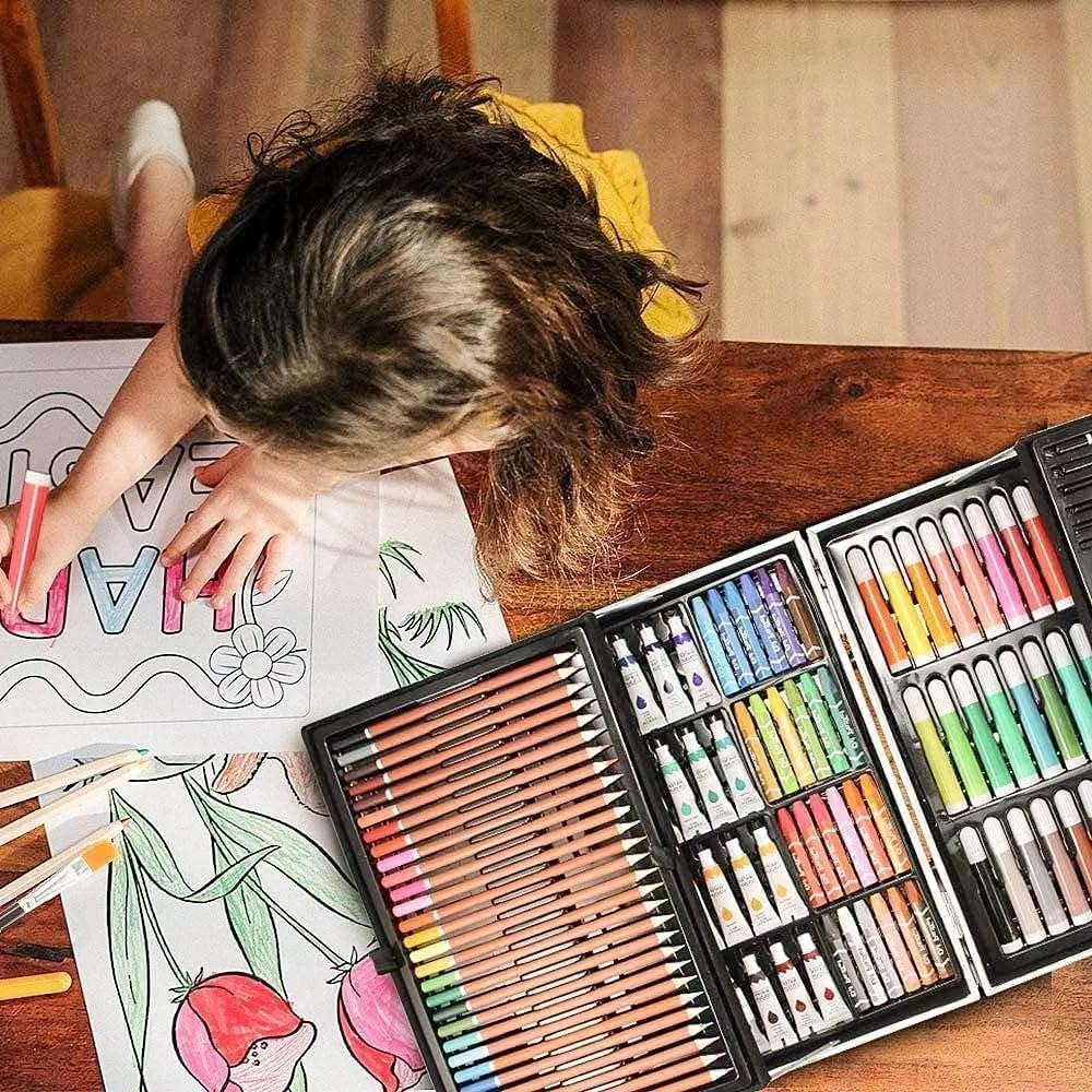 Art Supplies, 145-Pack Art Set Crafts Drawing Painting Kit with Colored Pencils, Markers, Crayons, Paints, Canvas, Art & Craft, Gift Box for Artist Beginners image number 1