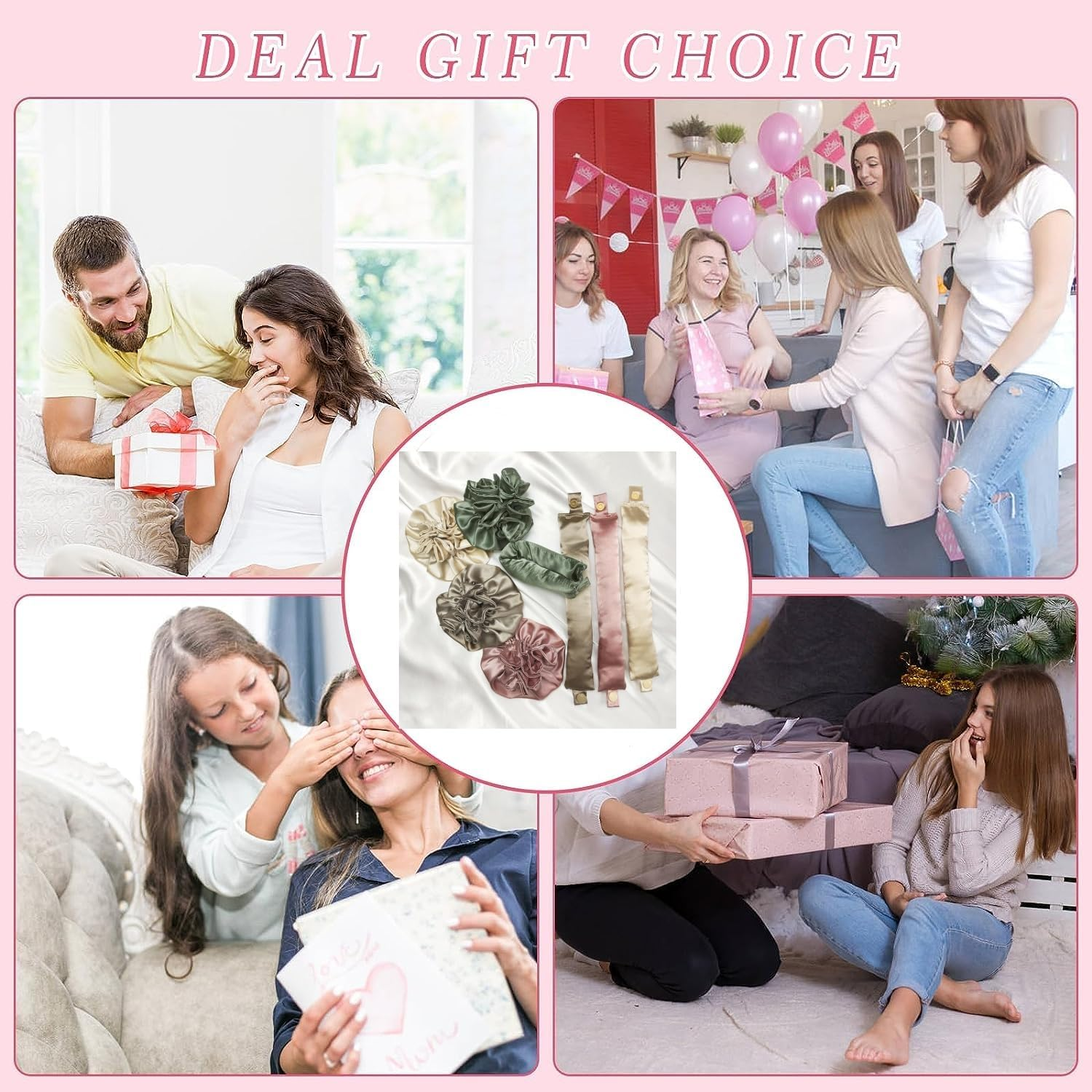 Satin Heatless Hair Curler 2Sets/4Pcs, Pillow Soft Rollers with Hair Caps, Soft Heatless Curling Rod Headband for All Hair Types, Hair Curlers to Sleep in (Black) - Black image number 1